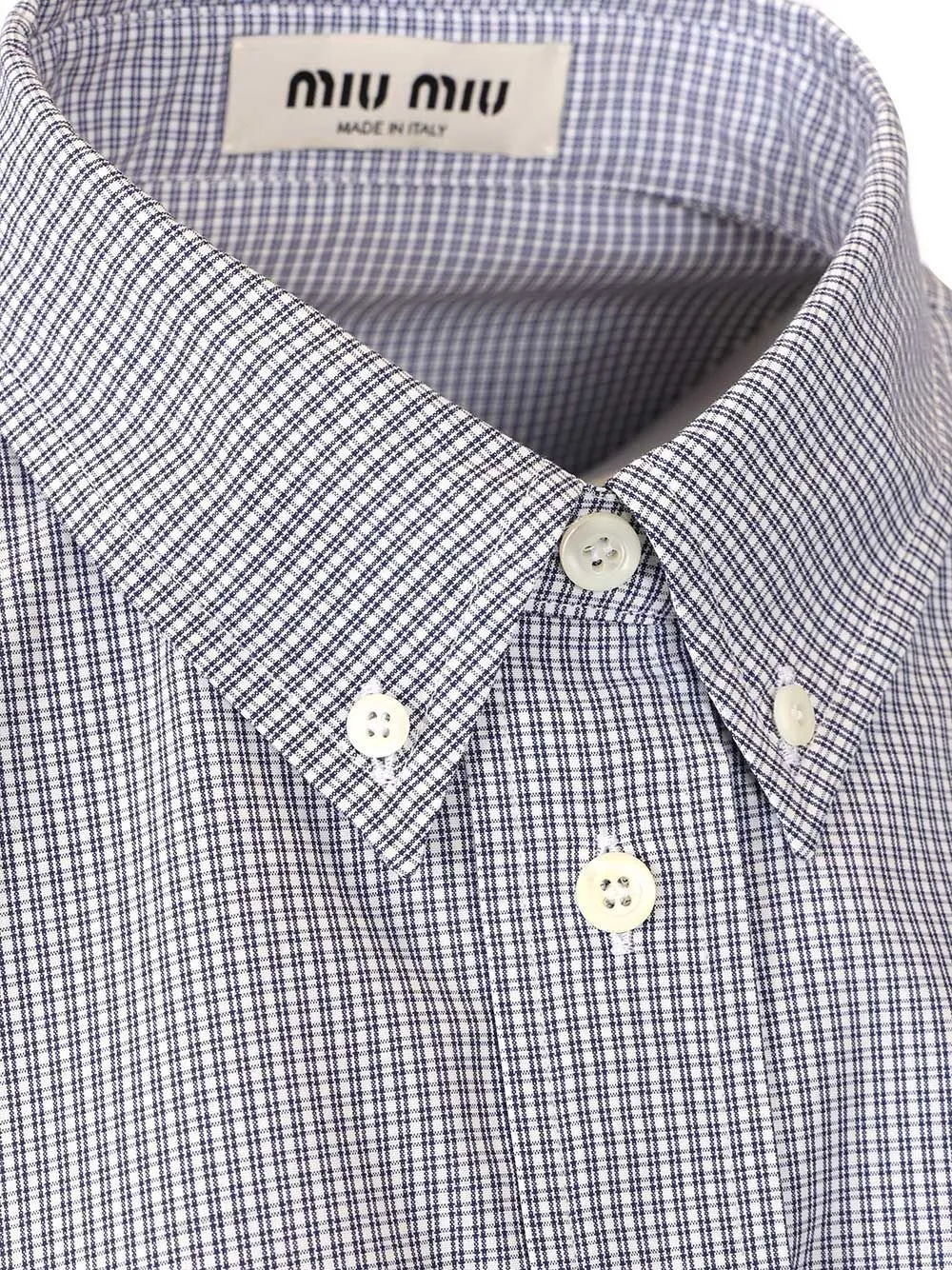 Miu Miu Checked Poplin Cropped Shirt