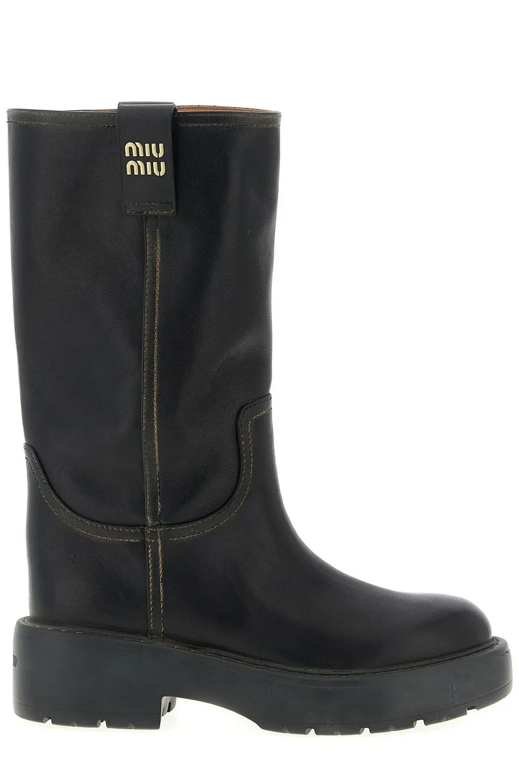 Miu Miu Round-Toe Slip-On Boots