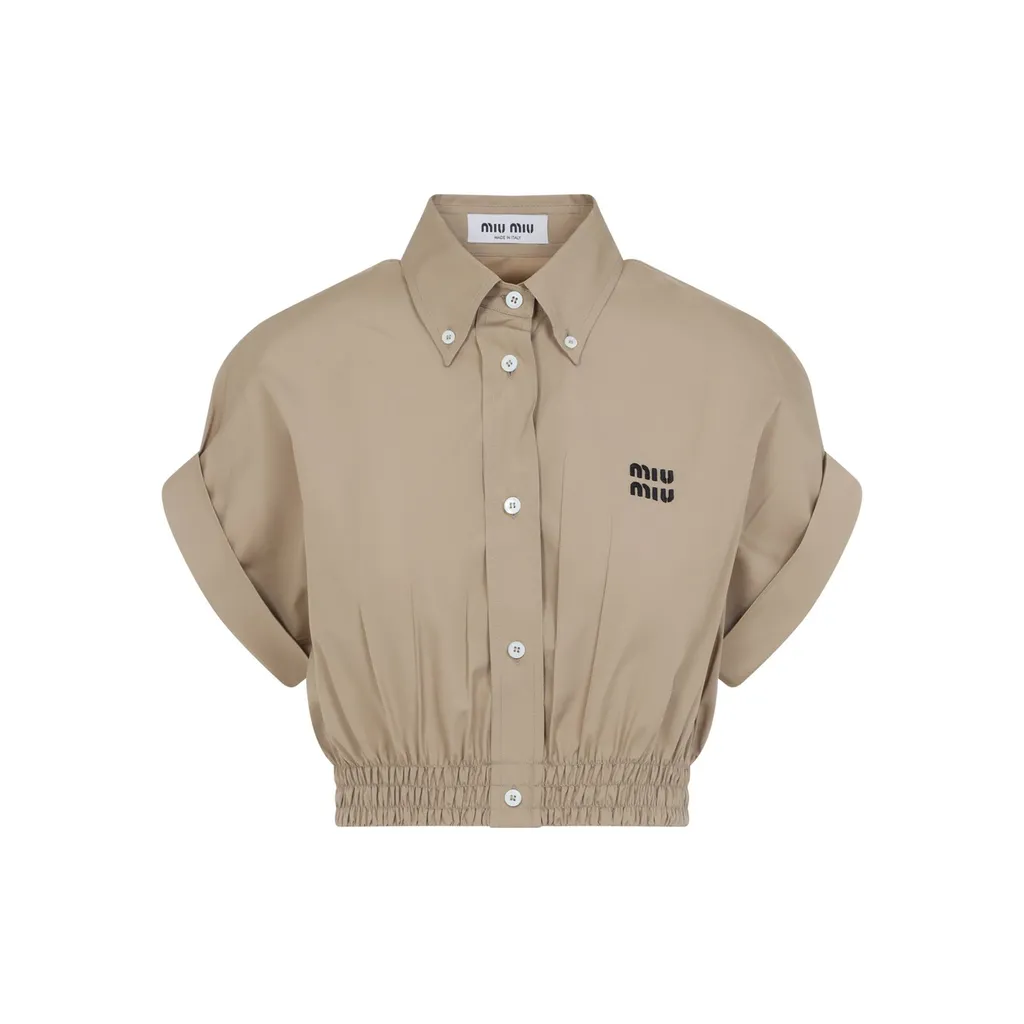 Miu Miu Logo-Embroidered Button-Up Shirt