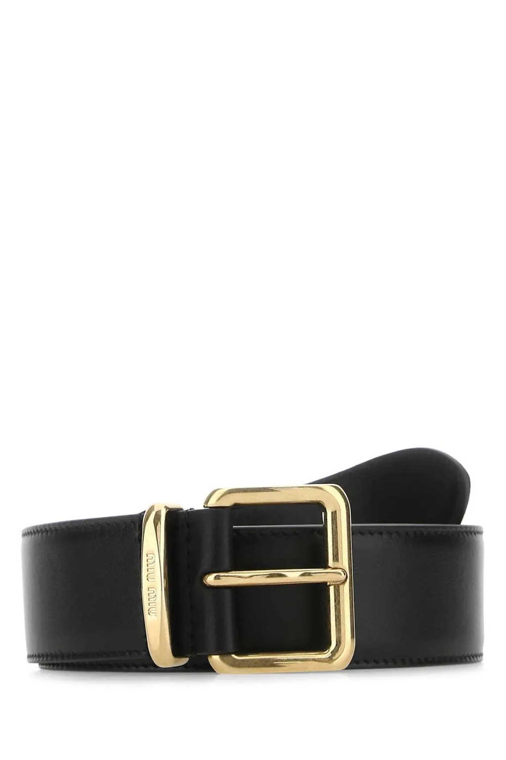 Miu Miu Logo Engraved Buckle Belt