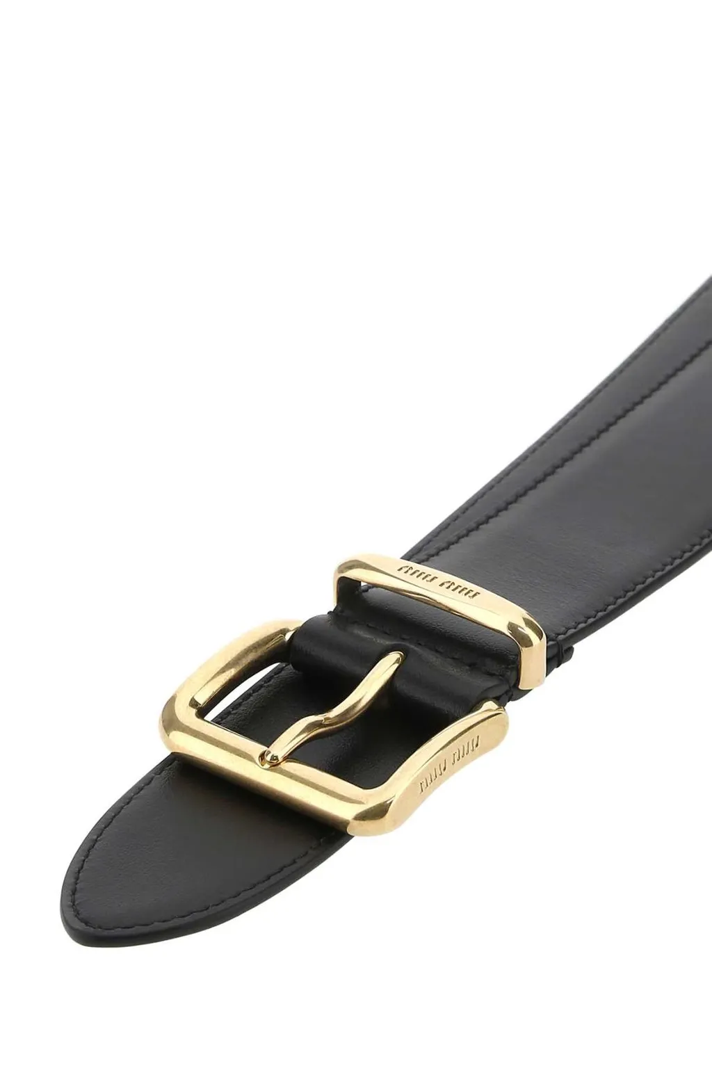 Miu Miu Logo Engraved Buckle Belt