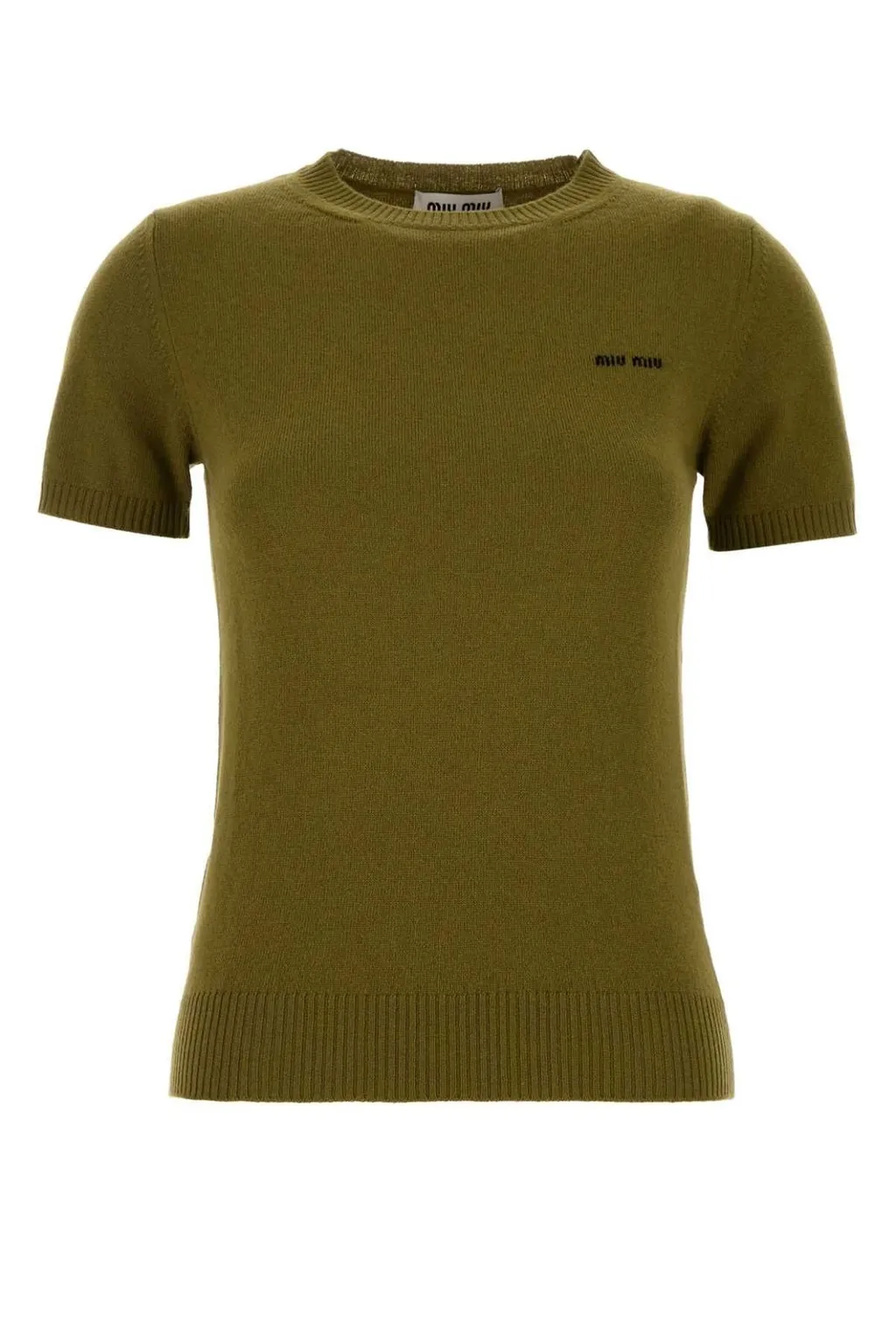 Miu Miu Logo Intarsia Knitted Short-Sleeved Pullover