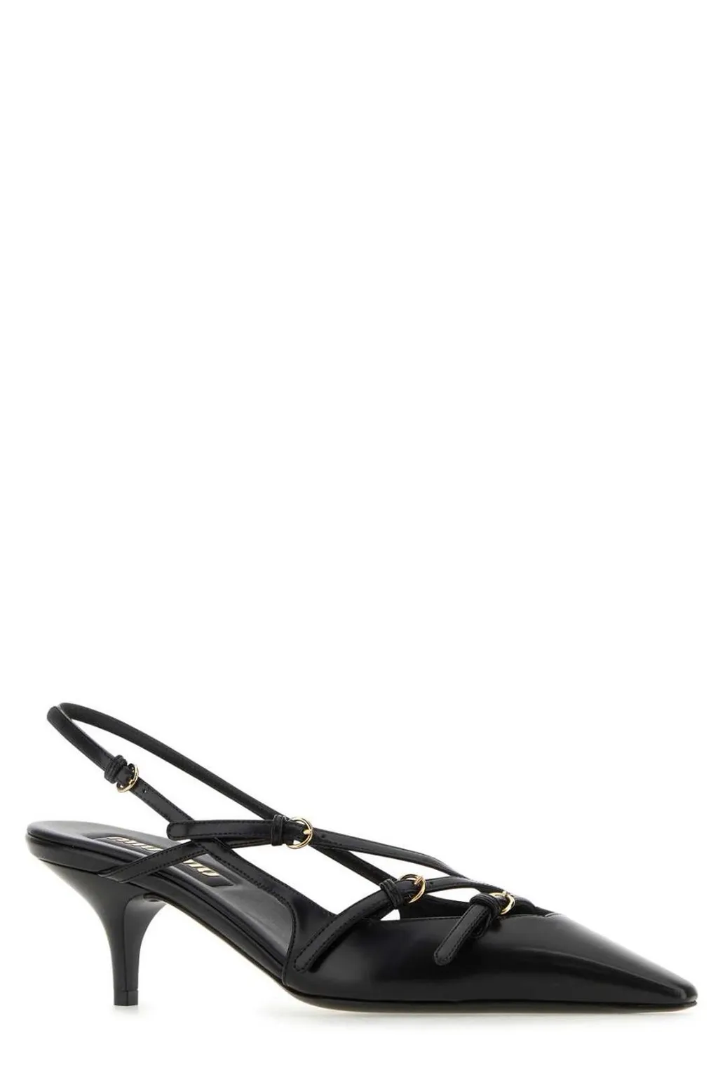 Miu Miu Buckle-Embellished Pointed Toe Slingback Pumps