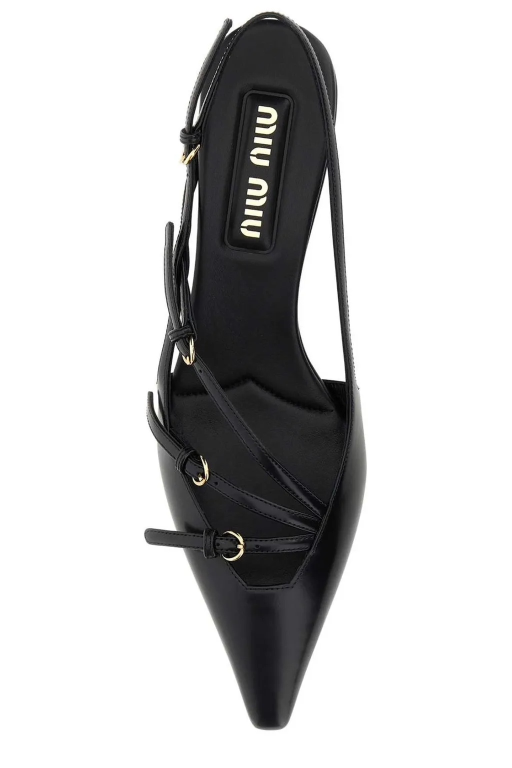 Miu Miu Buckle-Embellished Pointed Toe Slingback Pumps
