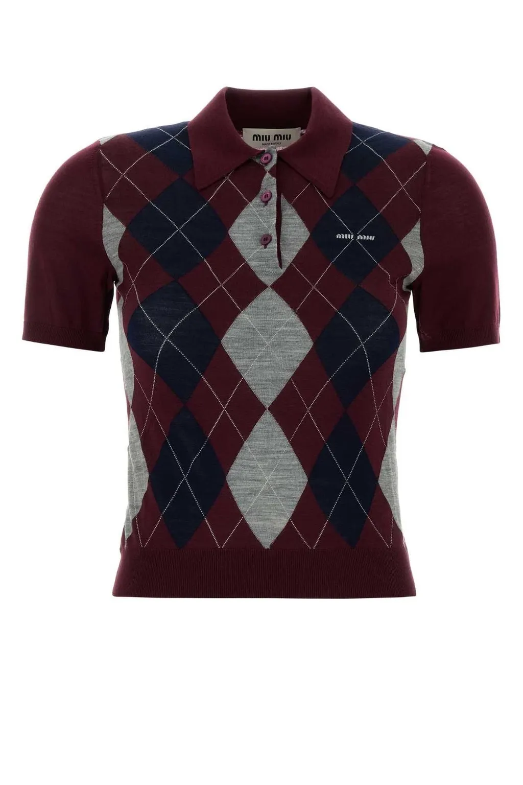 Miu Miu Check-Pattern Short-Sleeved Polo Shirt