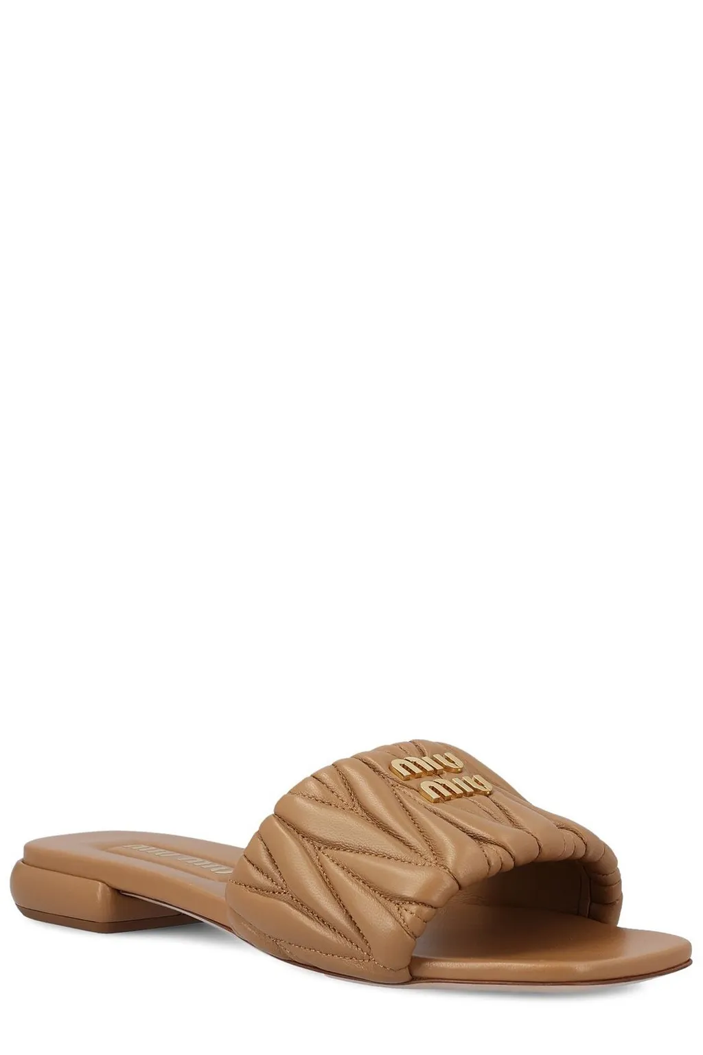 Miu Miu Logo Lettering Square Toe Sandals