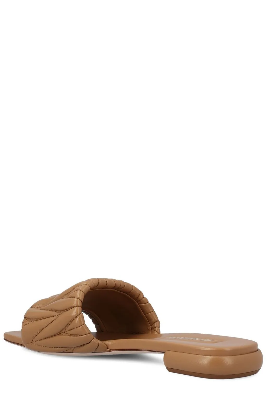 Miu Miu Logo Lettering Square Toe Sandals