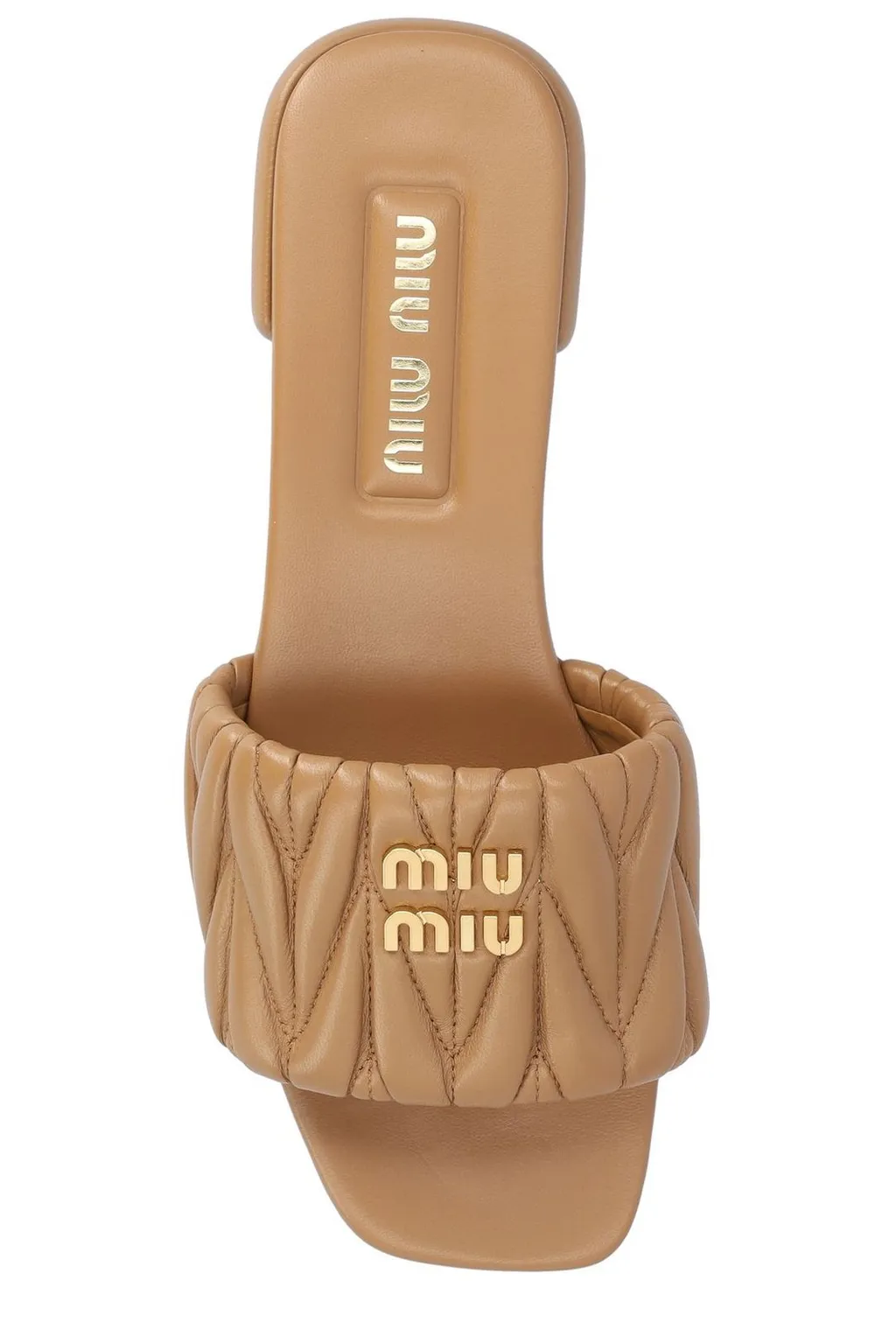 Miu Miu Logo Lettering Square Toe Sandals