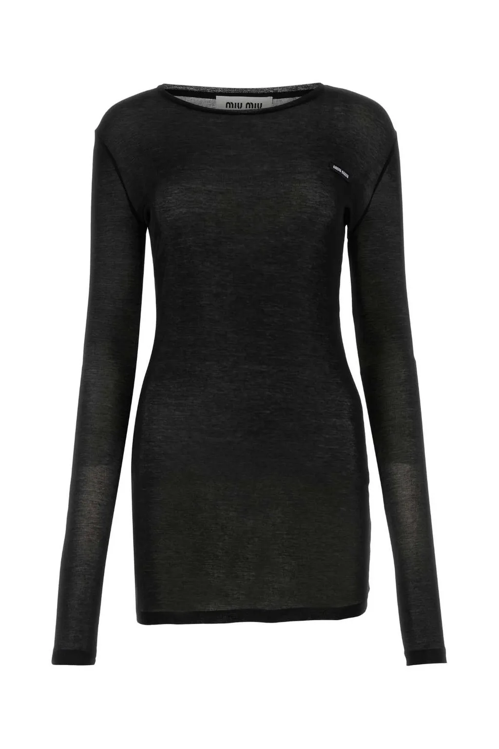Miu Miu Logo-Patch Long-Sleeved Dress