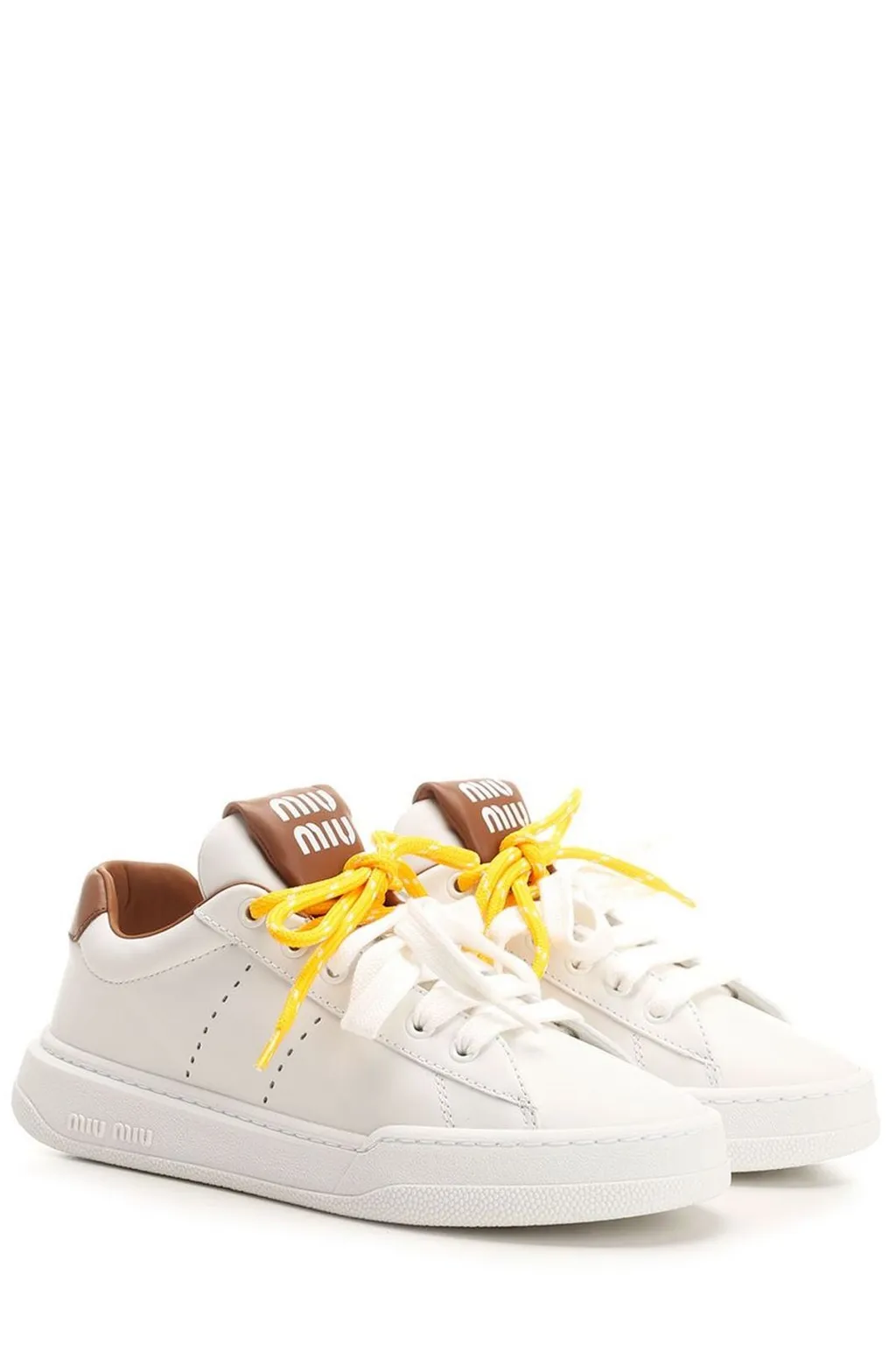 Miu Miu Round-Toe Lace-Up Sneakers