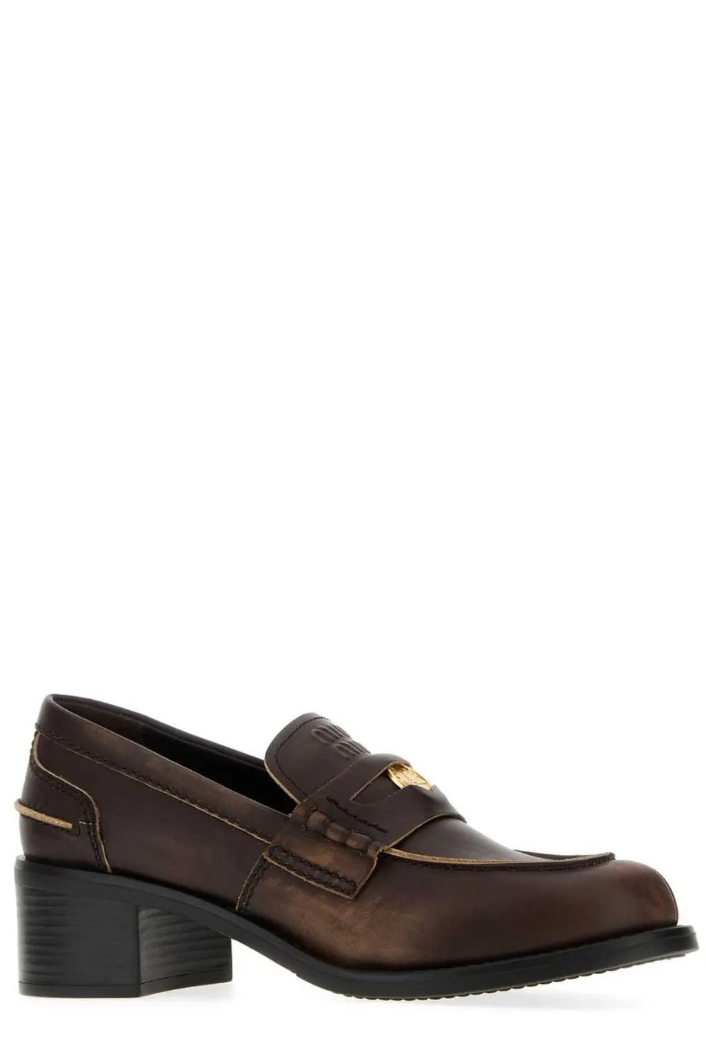 Miu Miu Logo-Embossed Penny Loafers