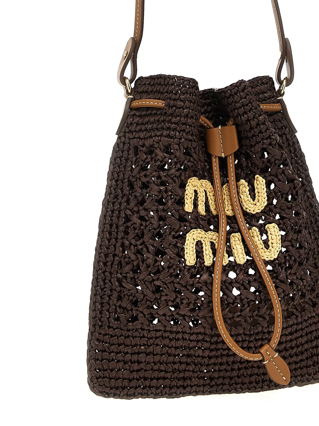 Miu Miu Drawstring Woven Mini Tote Bag