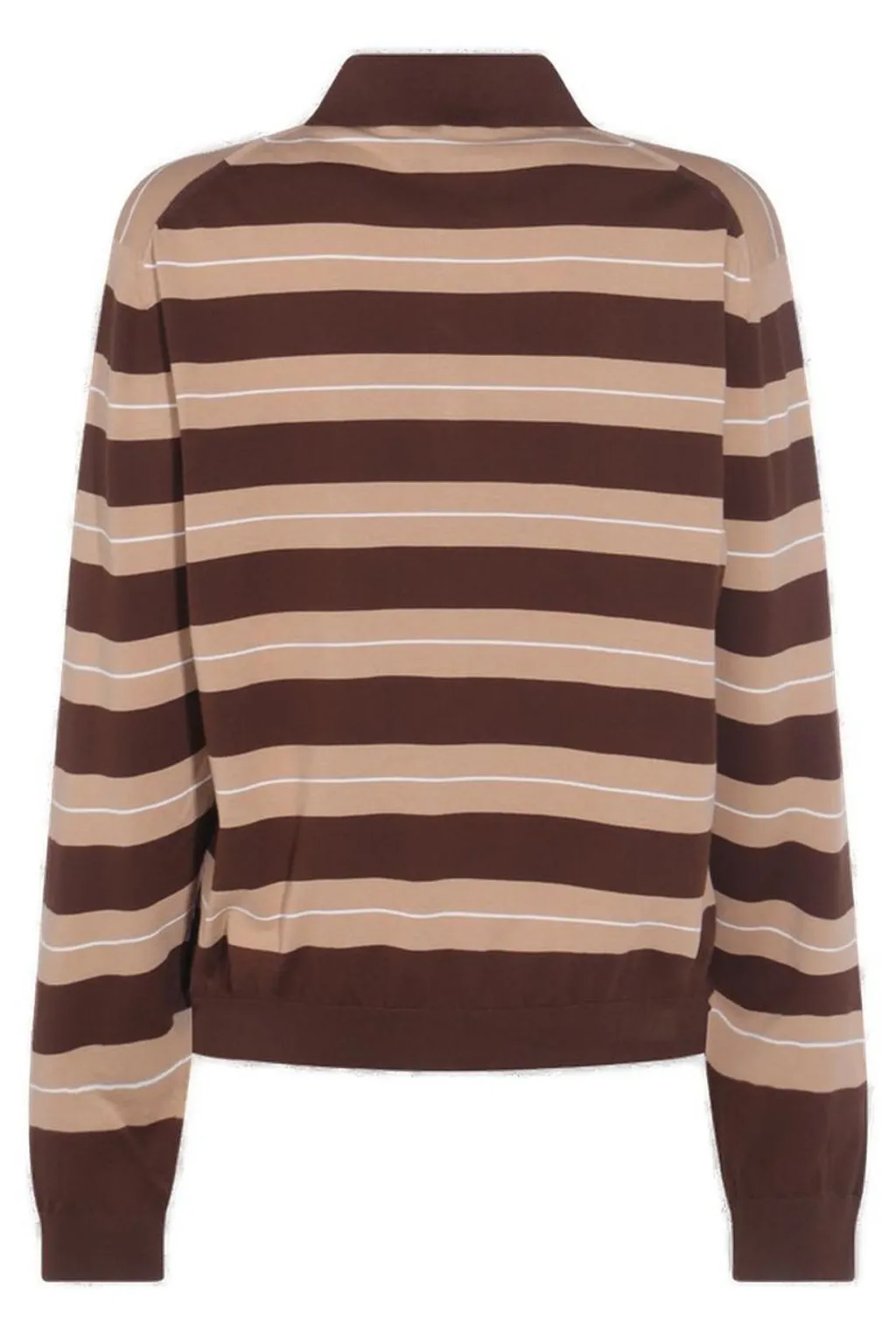 Miu Miu Long-Sleeved Knitted Striped Polo Shirt