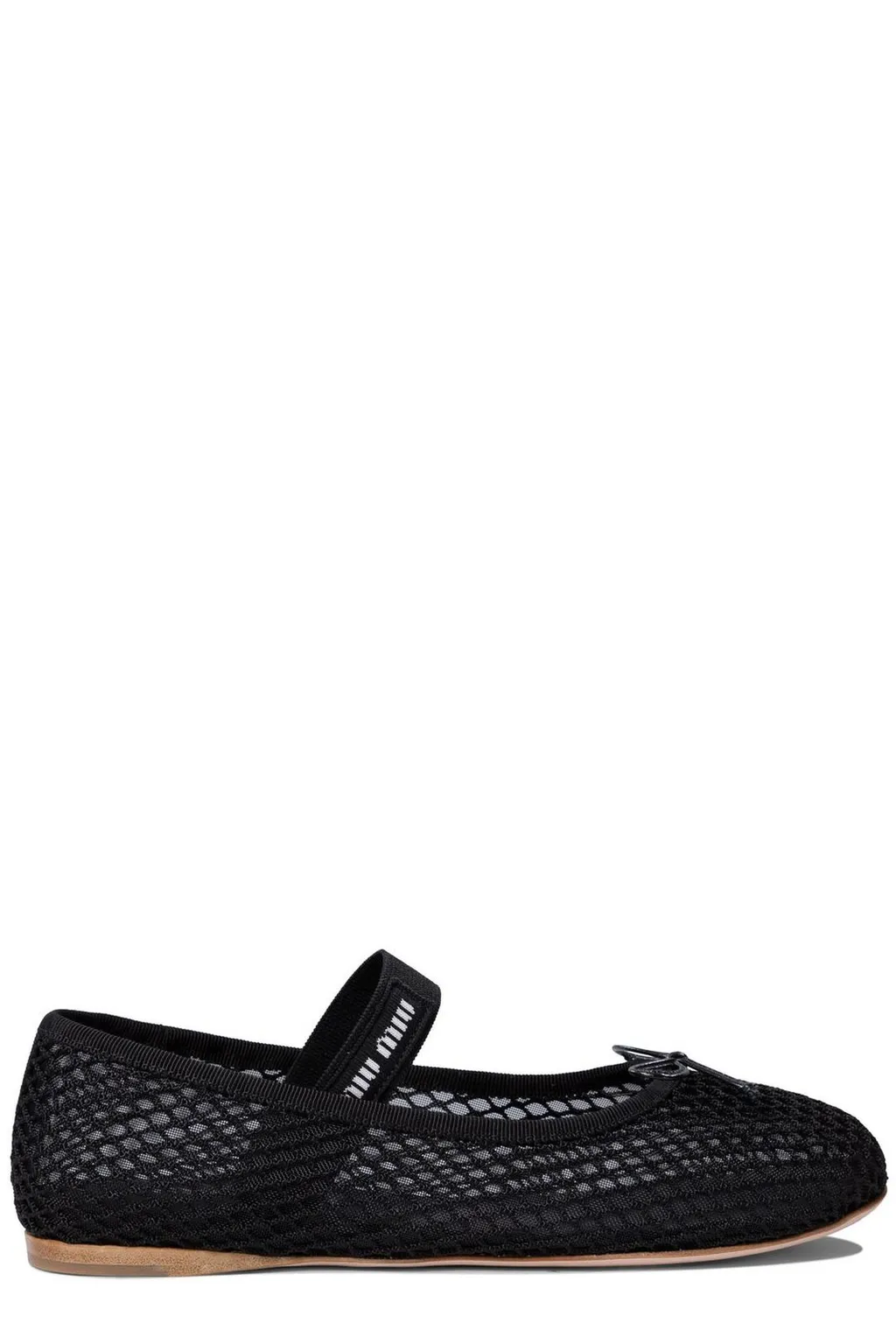 Miu Miu Round-Toe Mesh-Designed Ballet Flats