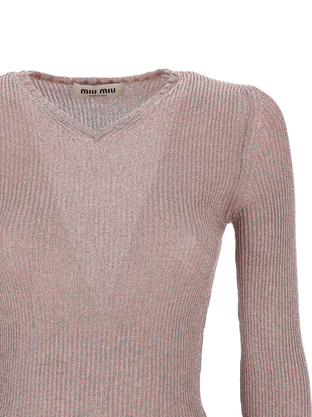 Miu Miu Lurex-Detailed V-Neck Jumper