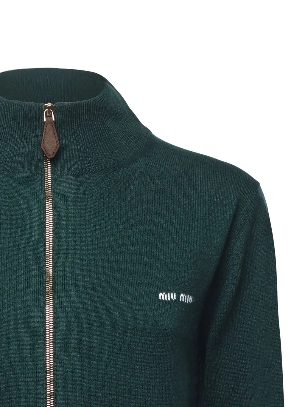 Miu Miu Logo-Intarsia Zipped Cardigan