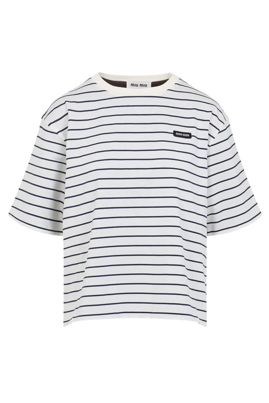 Miu Miu Short-Sleeved Crewneck Striped T-Shirt