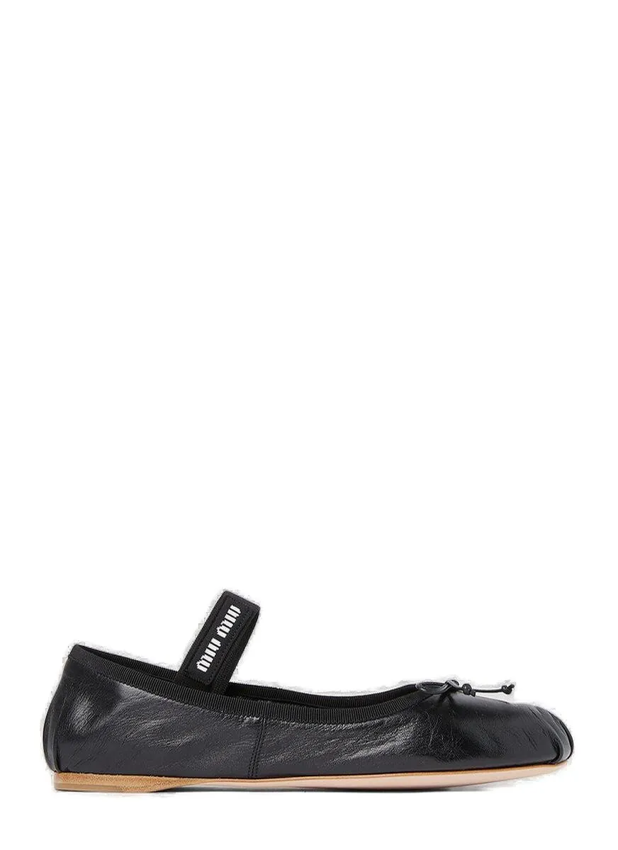 Miu Miu Logo Band Bow-Detailed Ballerinas