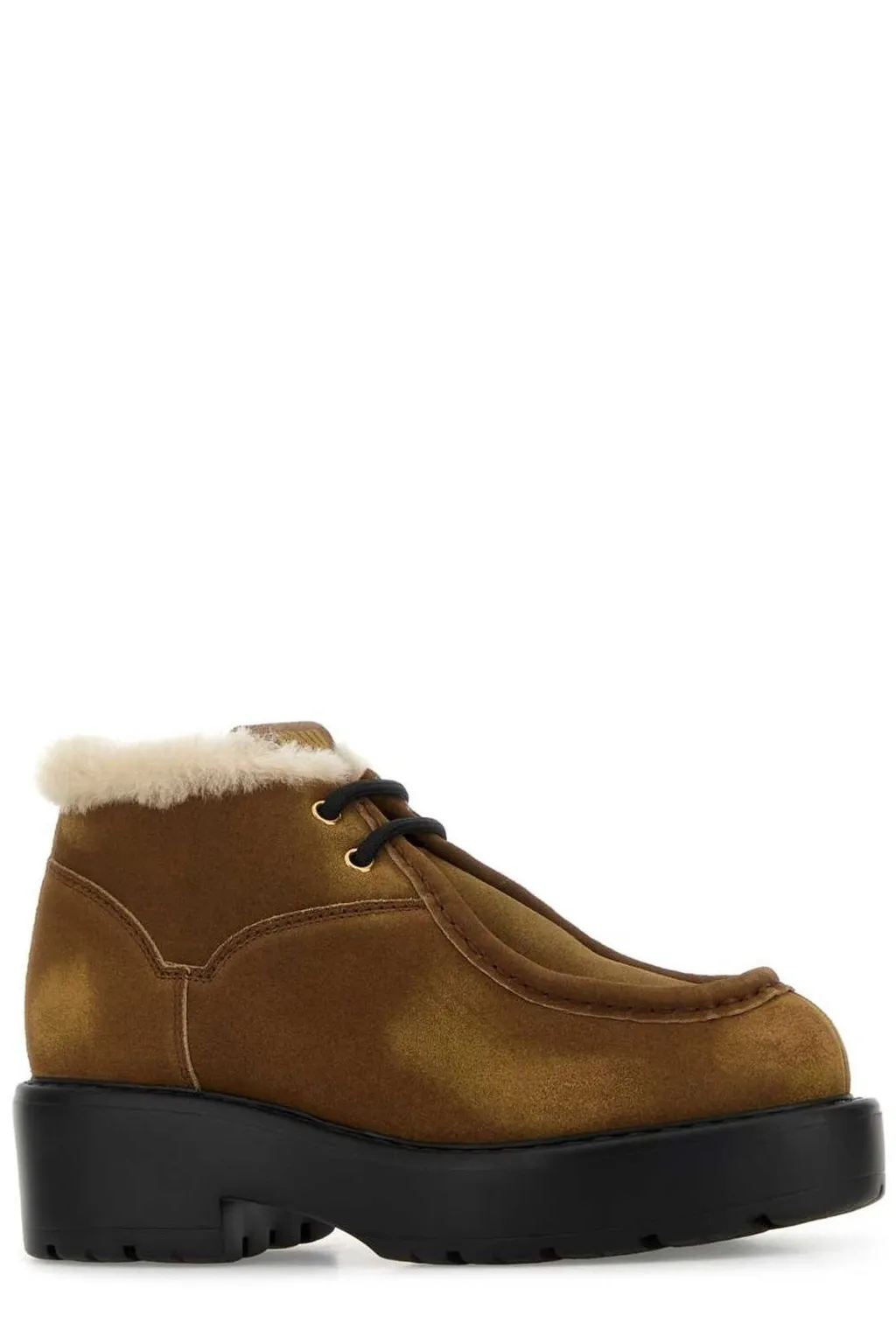 Miu Miu Round-Toe Lace-Up Boots
