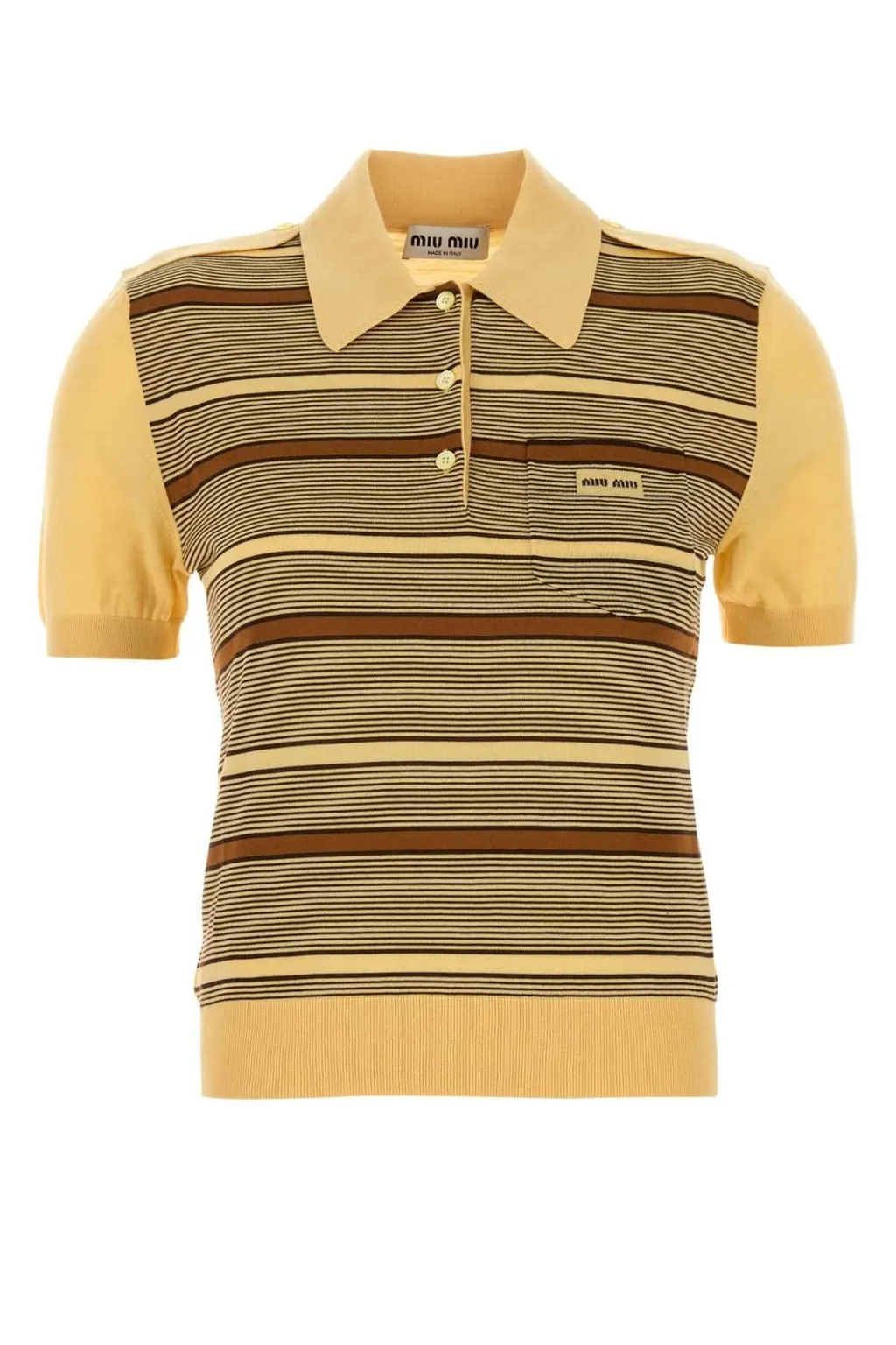 Miu Miu Short-Sleeved Striped Knitted Polo Shirt