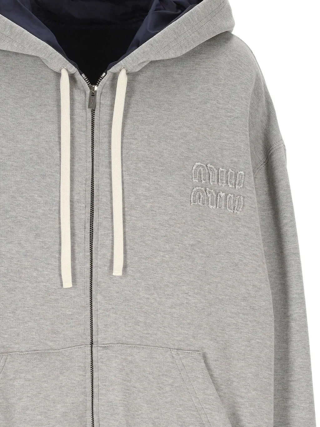 Miu Miu Zip-Up Drawstring Hoodie