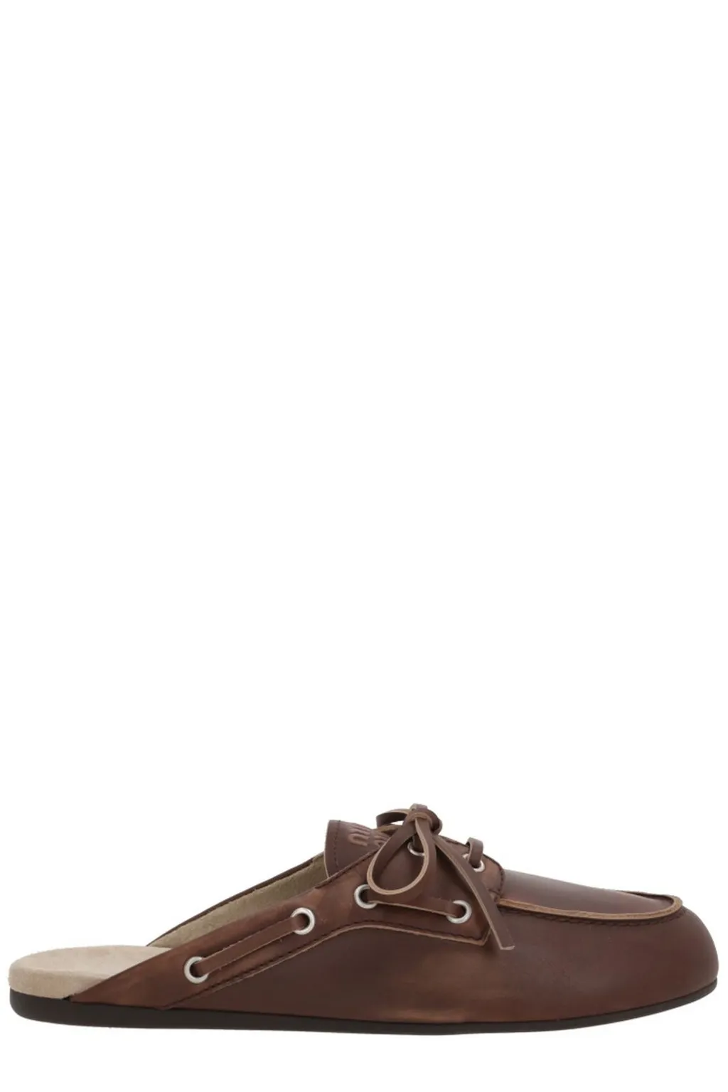 Miu Miu Lace-Up Flat Mules