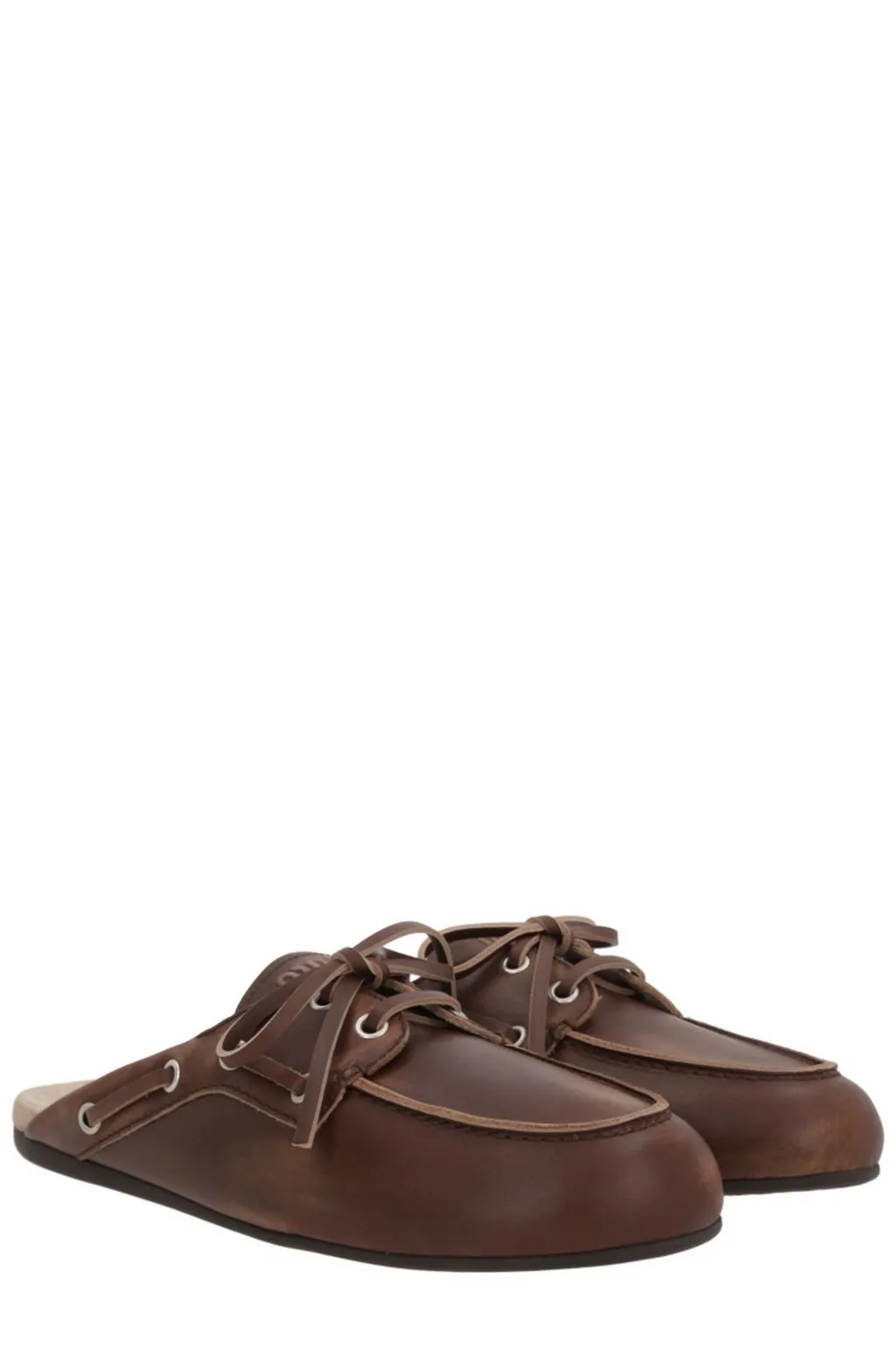 Miu Miu Lace-Up Flat Mules