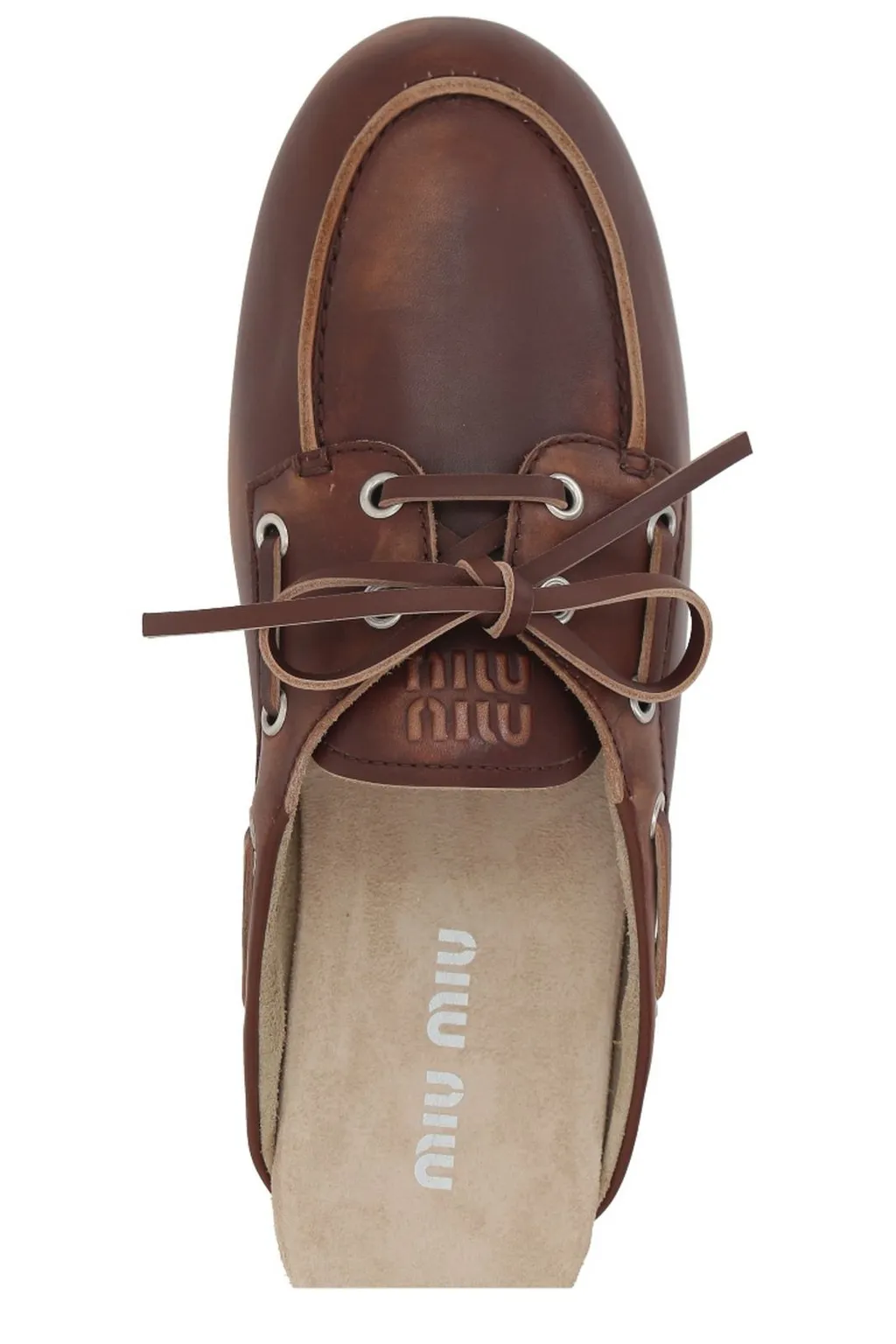 Miu Miu Lace-Up Flat Mules