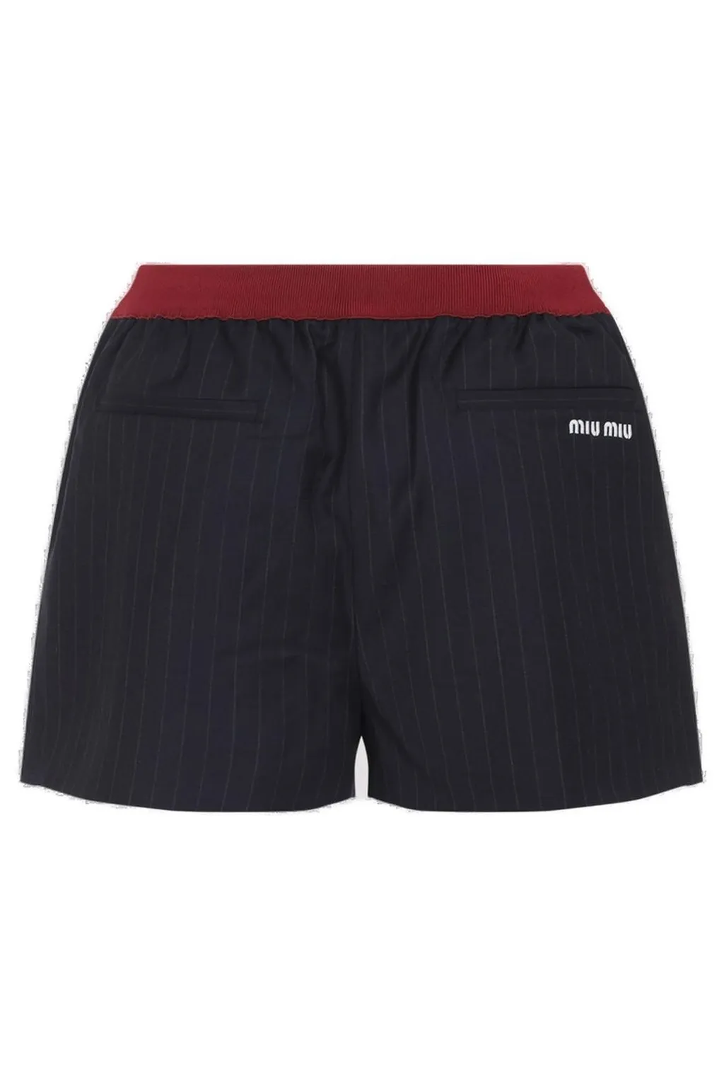 Miu Miu Logo-Embroidered Striped Shorts