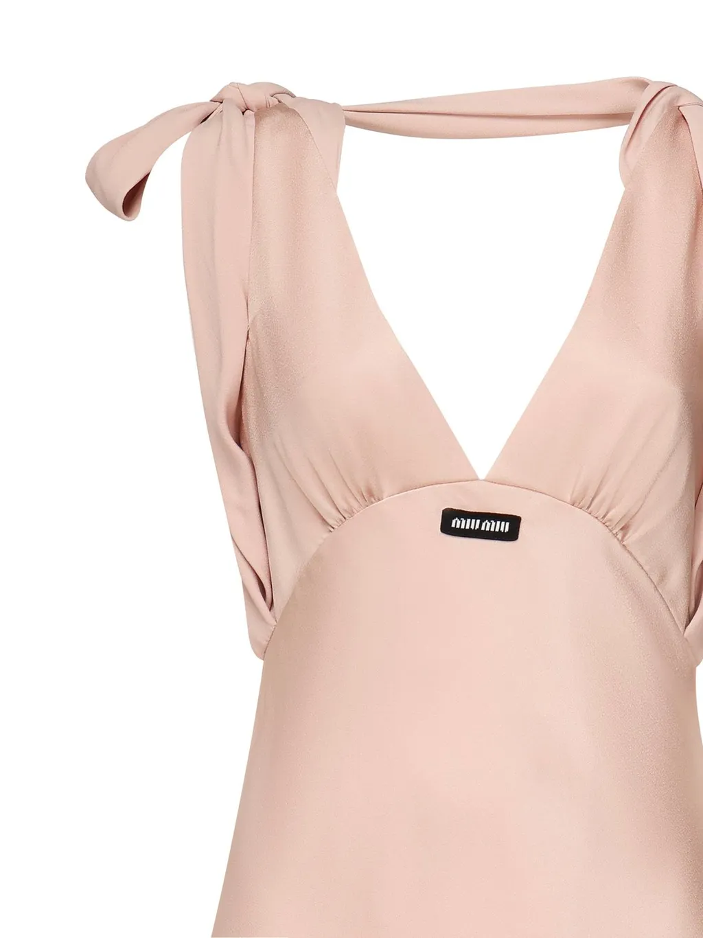 Miu Miu Logo-Patch V-Neck Dress
