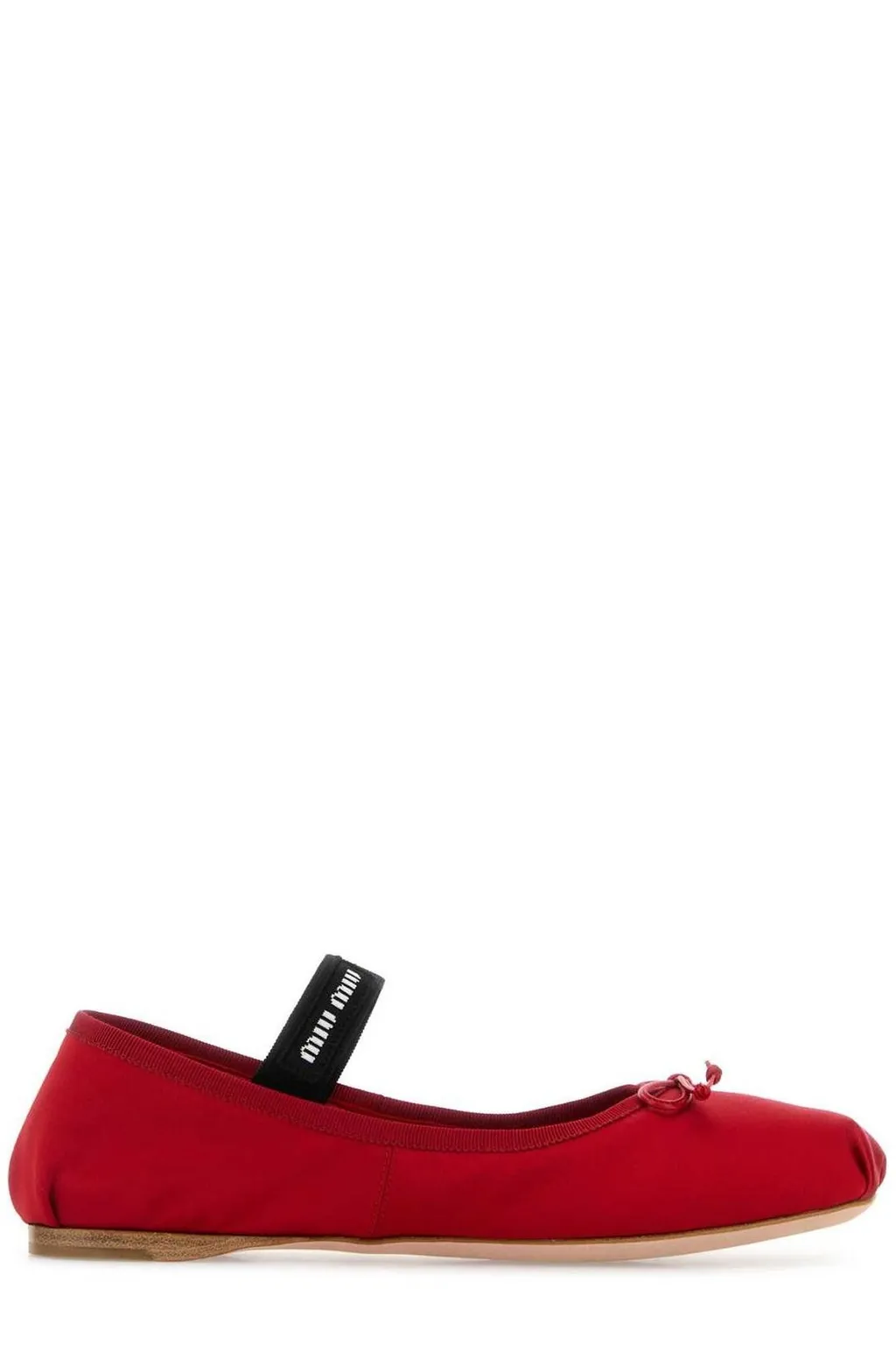 Miu Miu Bow-Detailed Slip-On Satin Ballerina Shoes