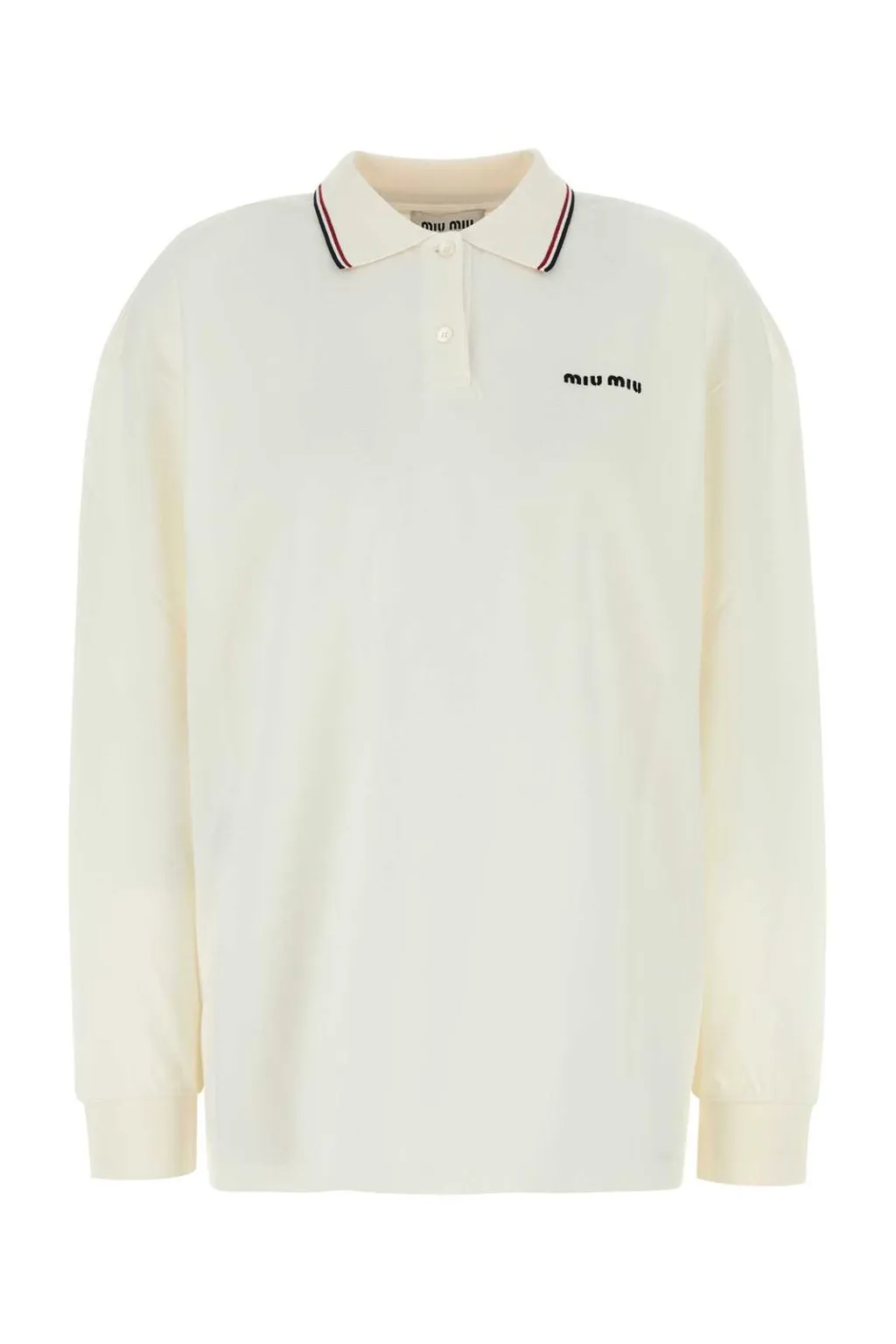 Miu Miu Logo-Embroidered Long-Sleeved Polo Shirt