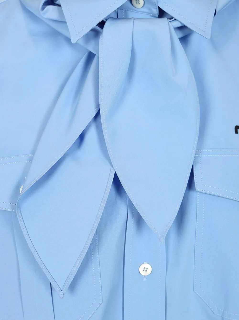 Miu Miu Scarf-Detailed Button-Up Poplin Shirt