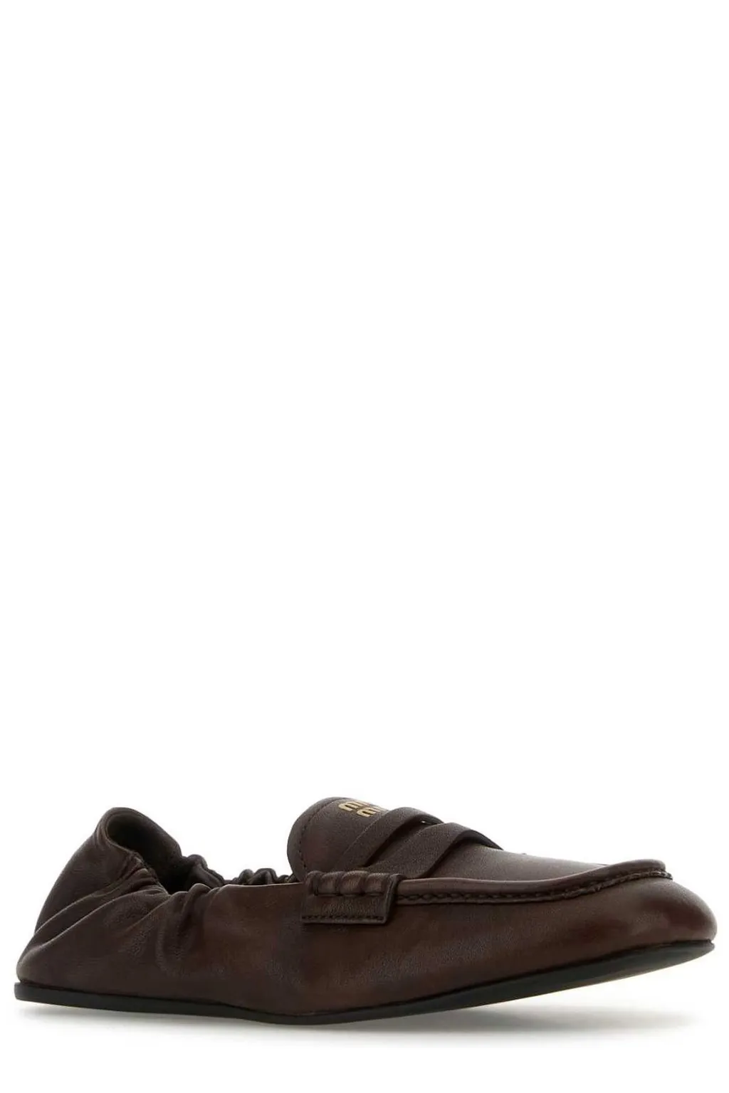 Miu Miu Embossed-Logo Square Toe Loafers