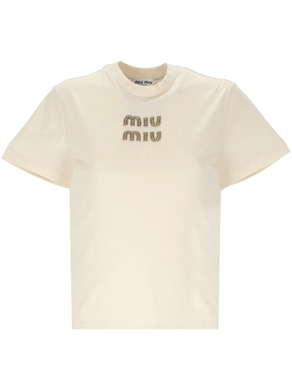 Miu Miu Logo-Embellished Crewneck T-Shirt