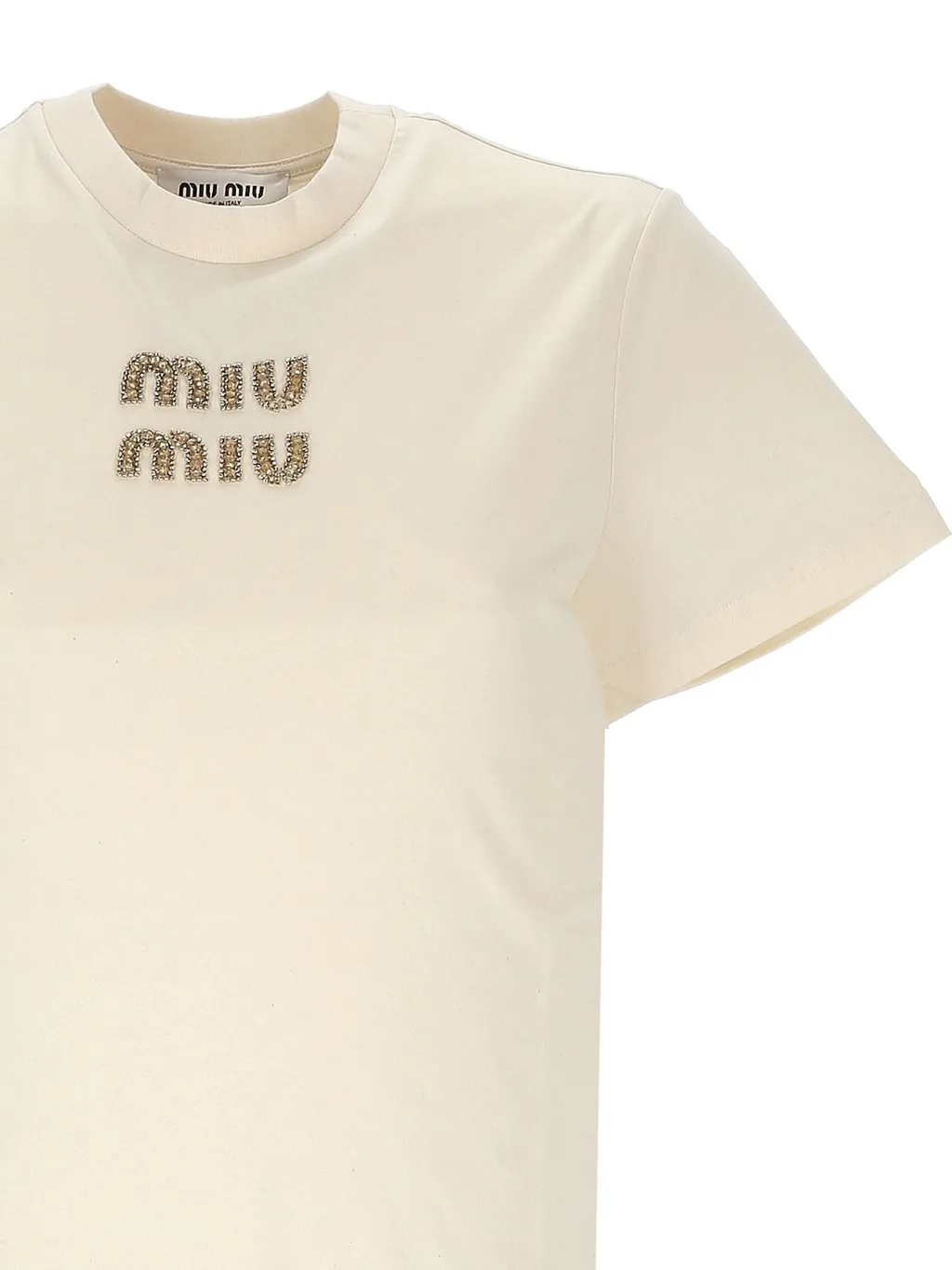 Miu Miu Logo-Embellished Crewneck T-Shirt