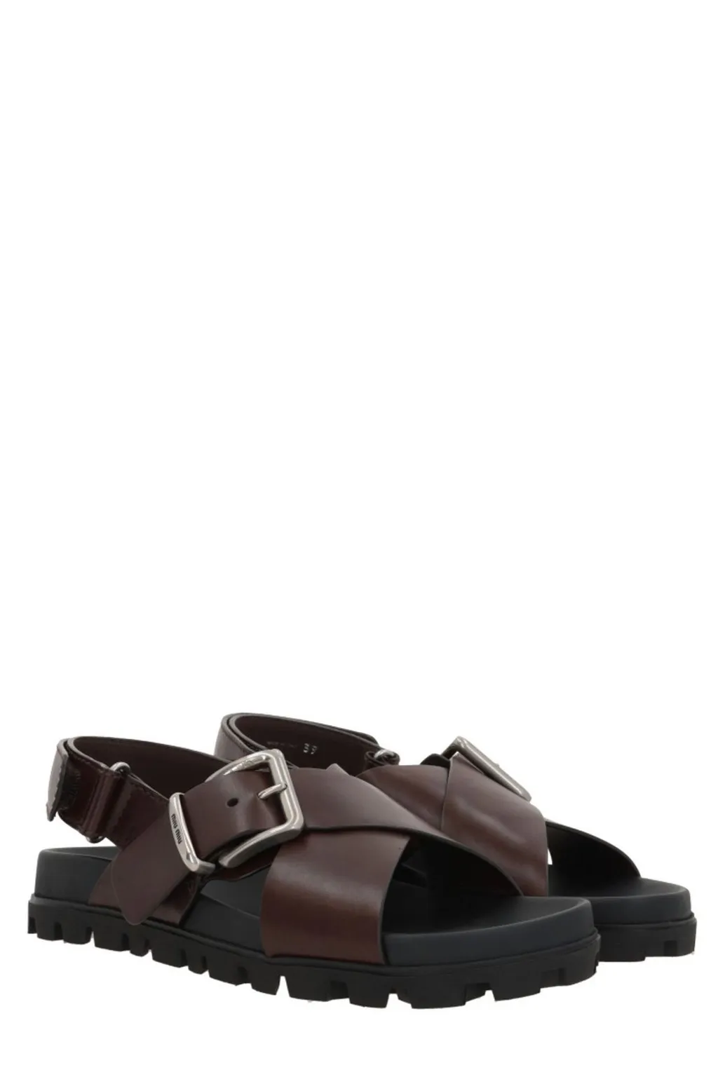 Miu Miu Logo-Engraved Buckle-Fastened Flat Sandals