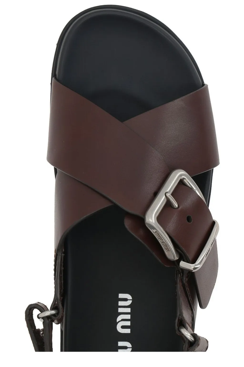 Miu Miu Logo-Engraved Buckle-Fastened Flat Sandals