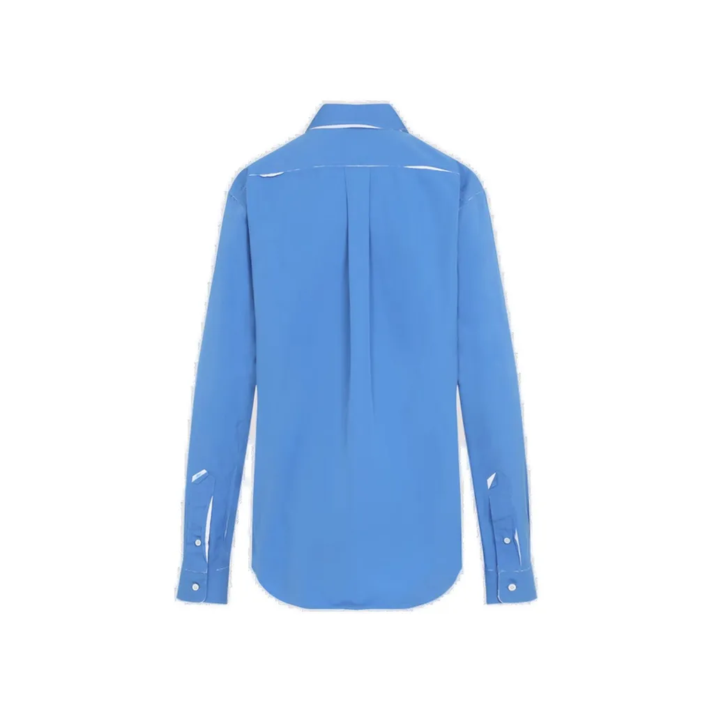 Miu Miu Logo Embroidered Long-Sleeved Shirt