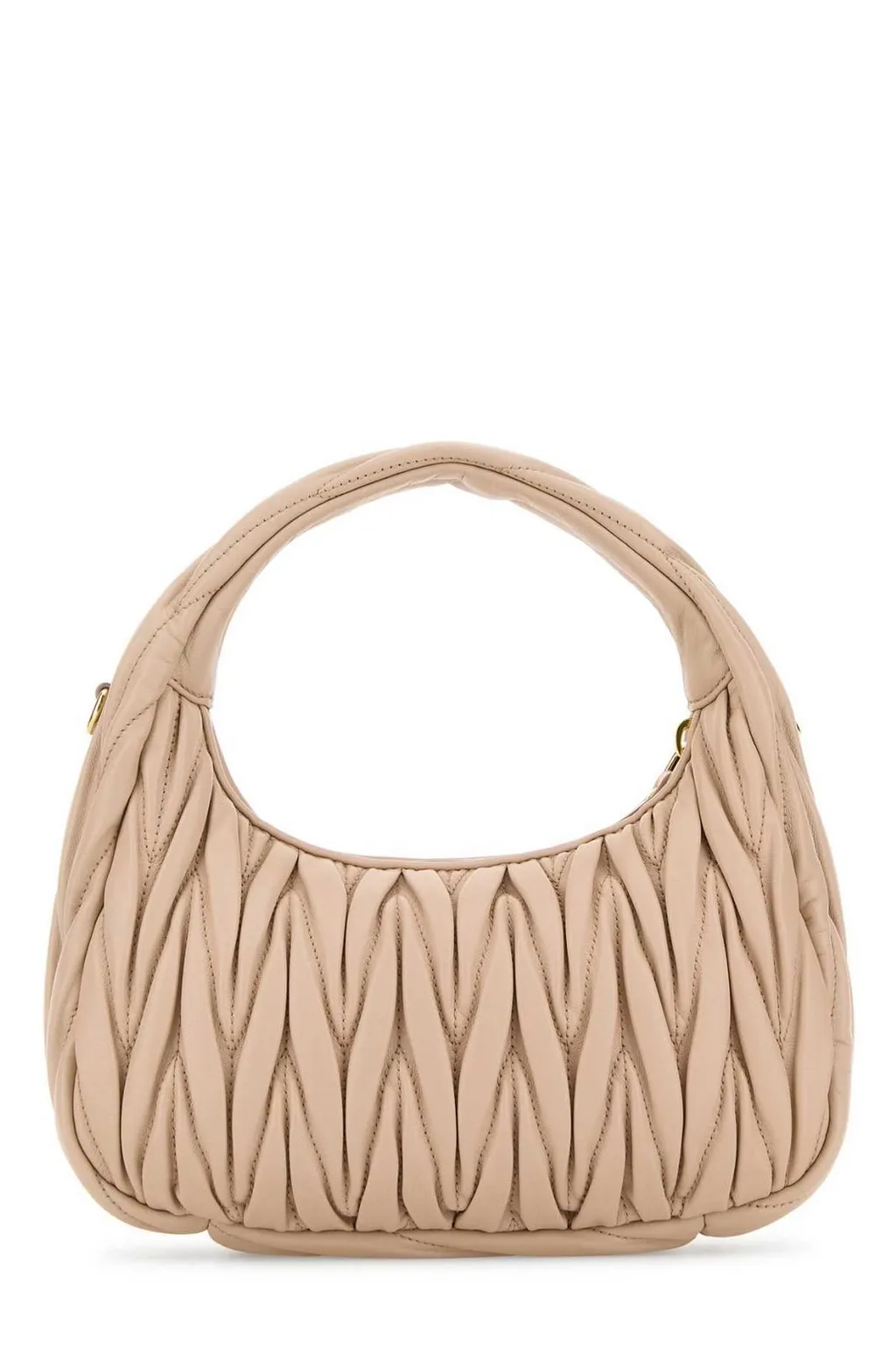 Miu Miu Wander Matelassé Logo Plaque Mini Hobo Bag