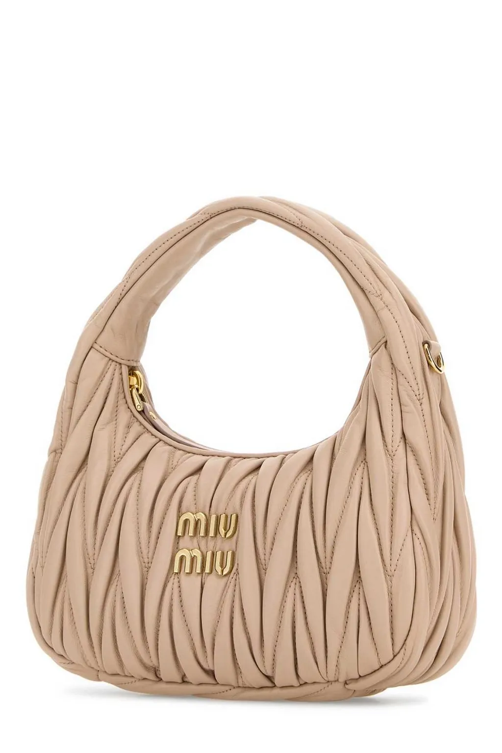 Miu Miu Wander Matelassé Logo Plaque Mini Hobo Bag