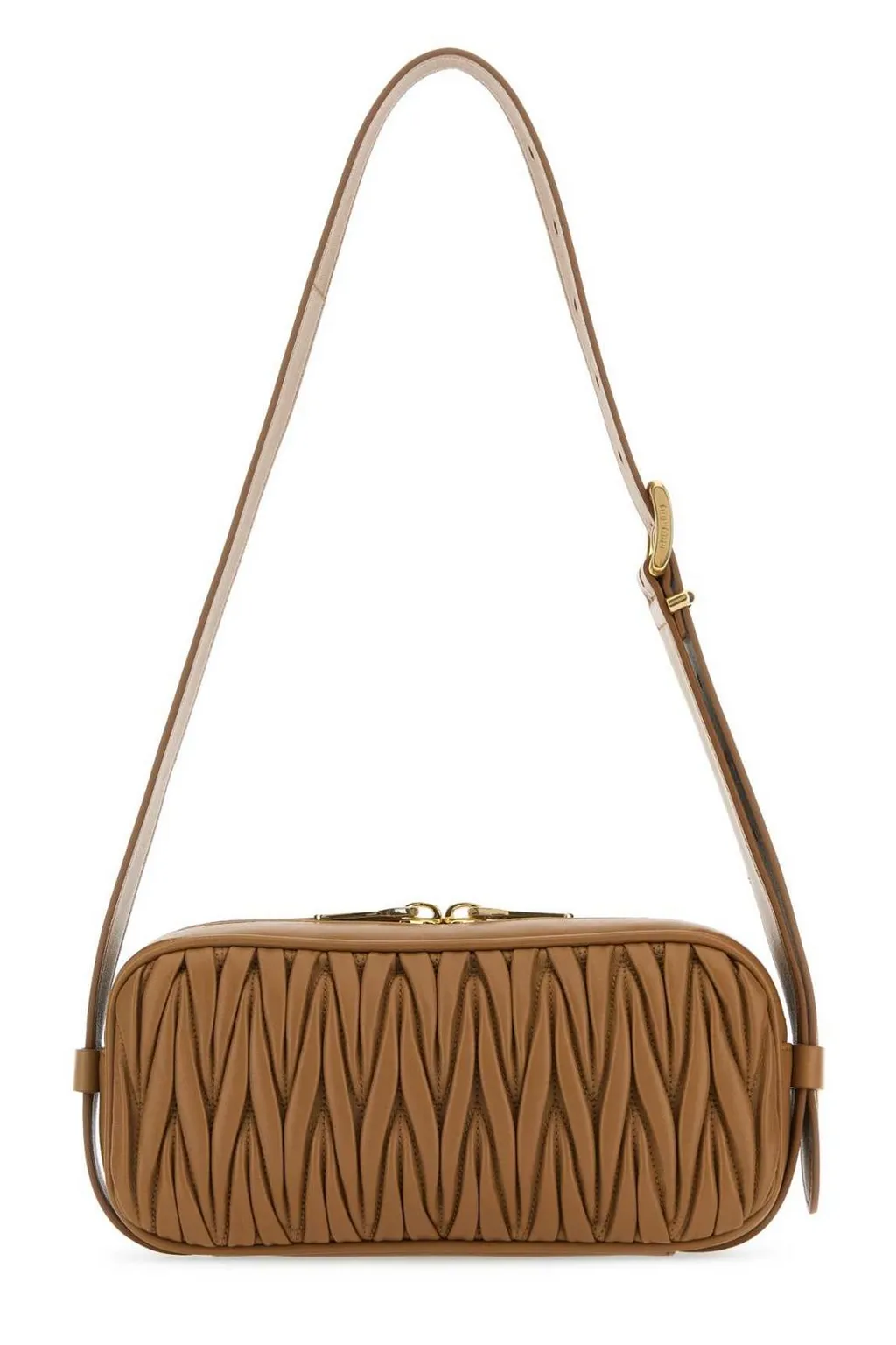 Miu Miu Logo-Lettering Zip-Up Shoulder Bag