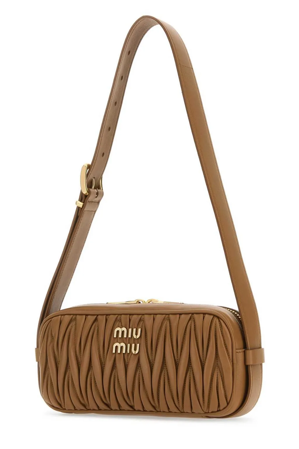 Miu Miu Logo-Lettering Zip-Up Shoulder Bag