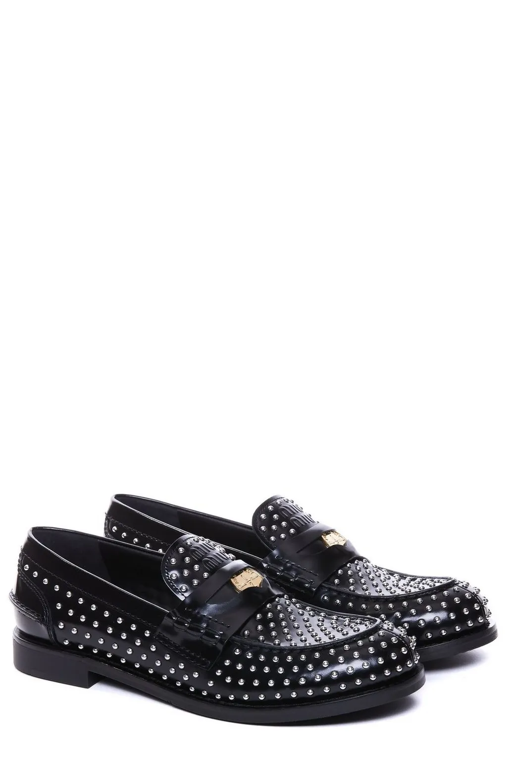 Miu Miu Embellished Round-Toe Loafers