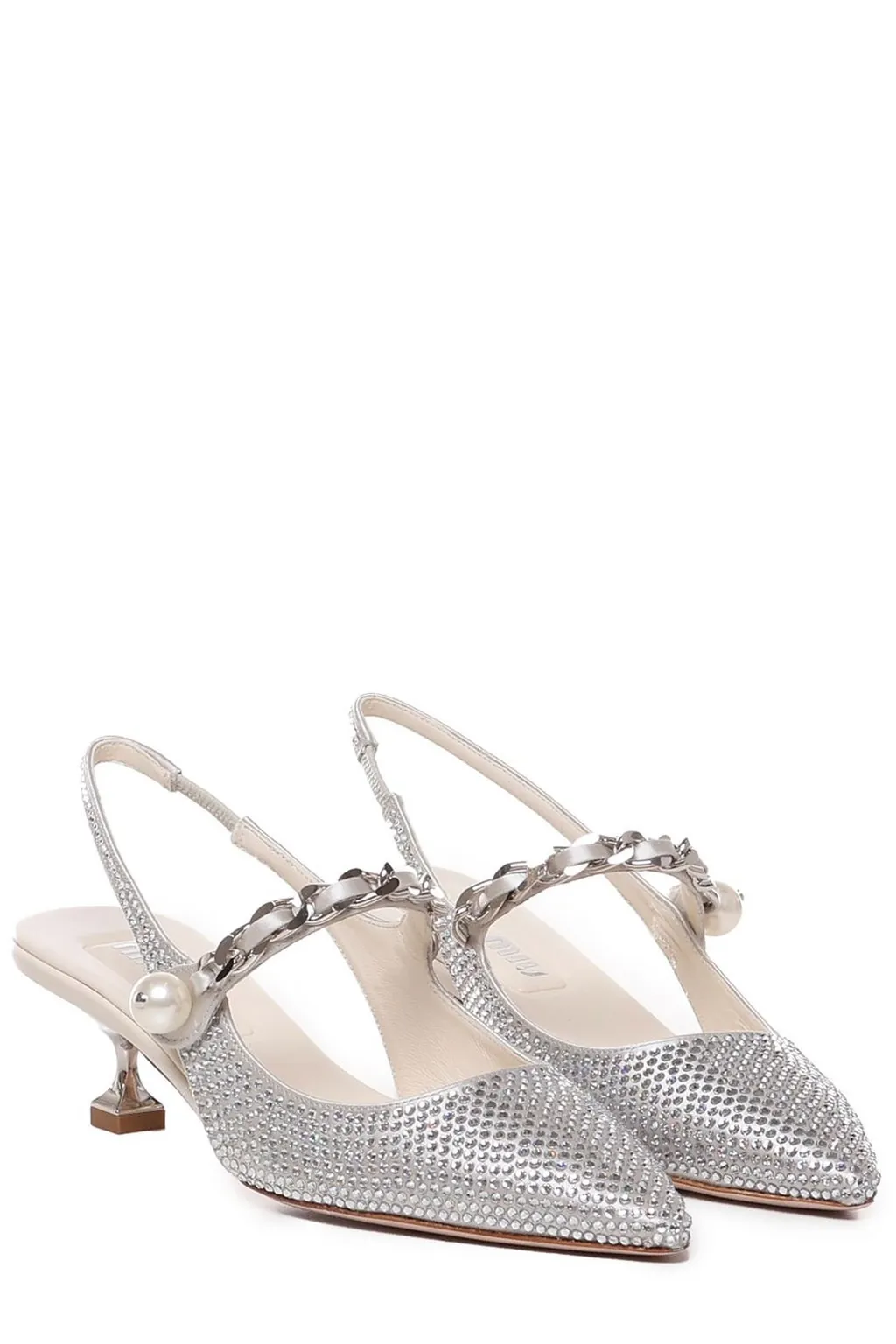 Miu Miu Embellished Pointed Toe Pumps