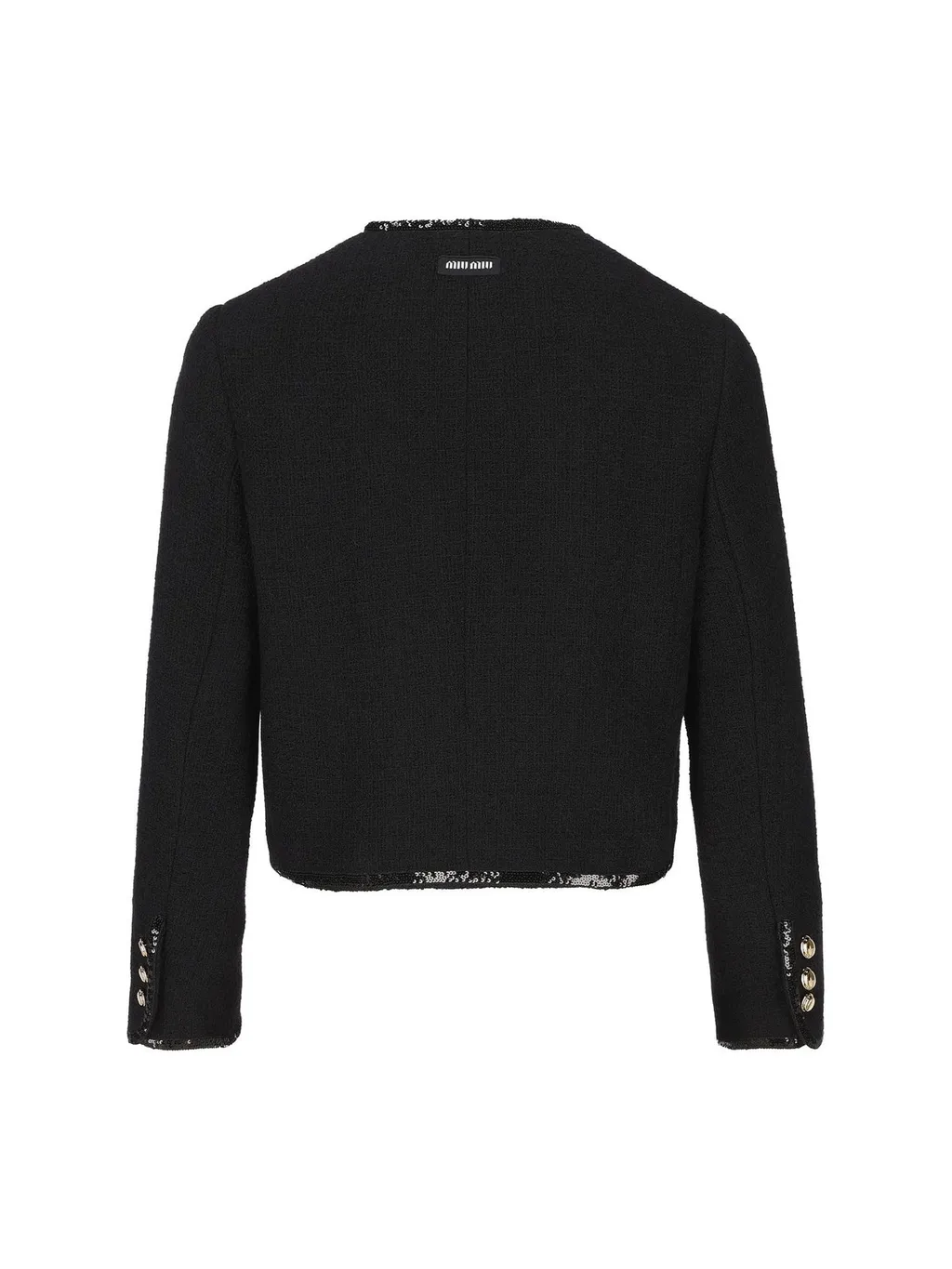 Miu Miu Sequined Crewneck Button-Up Jacket