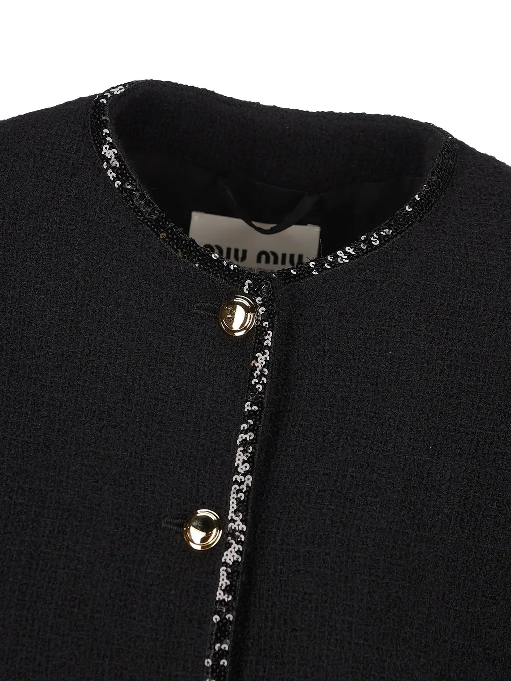 Miu Miu Sequined Crewneck Button-Up Jacket