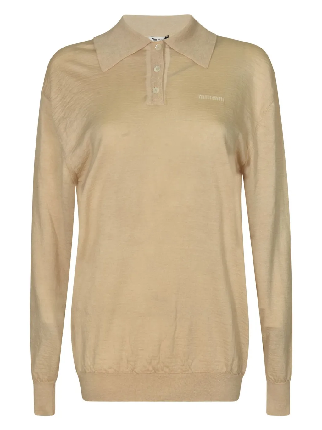 Miu Miu Long-Sleeved Knitted Polo Shirt