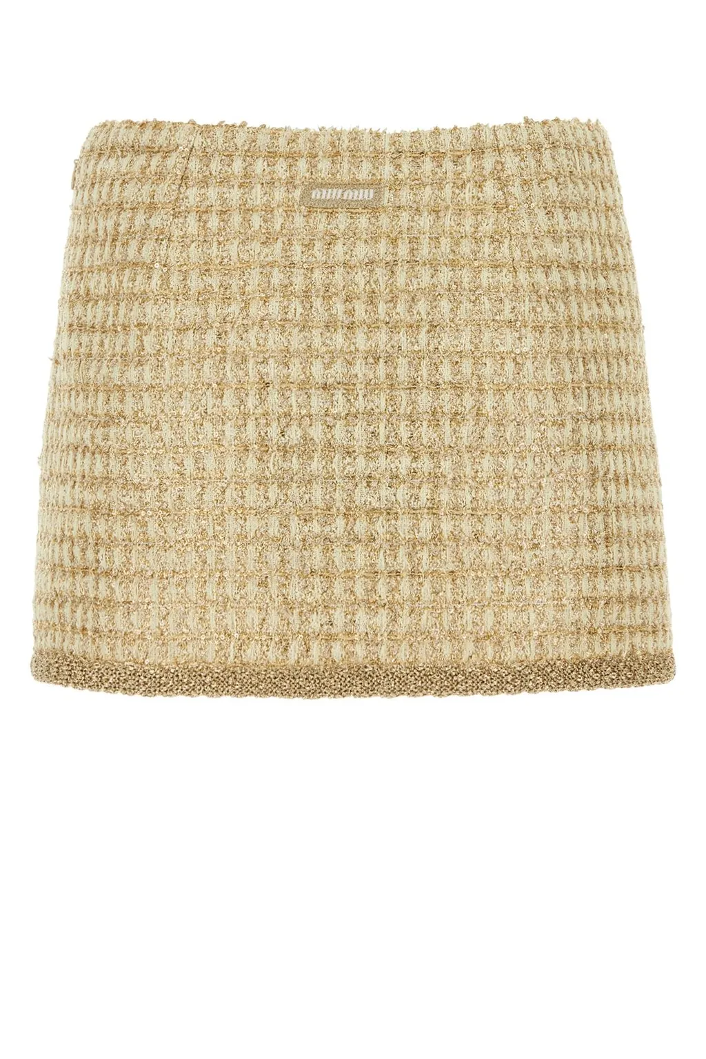 Miu Miu Logo-Patch Sequined Tweed Mini Skirt