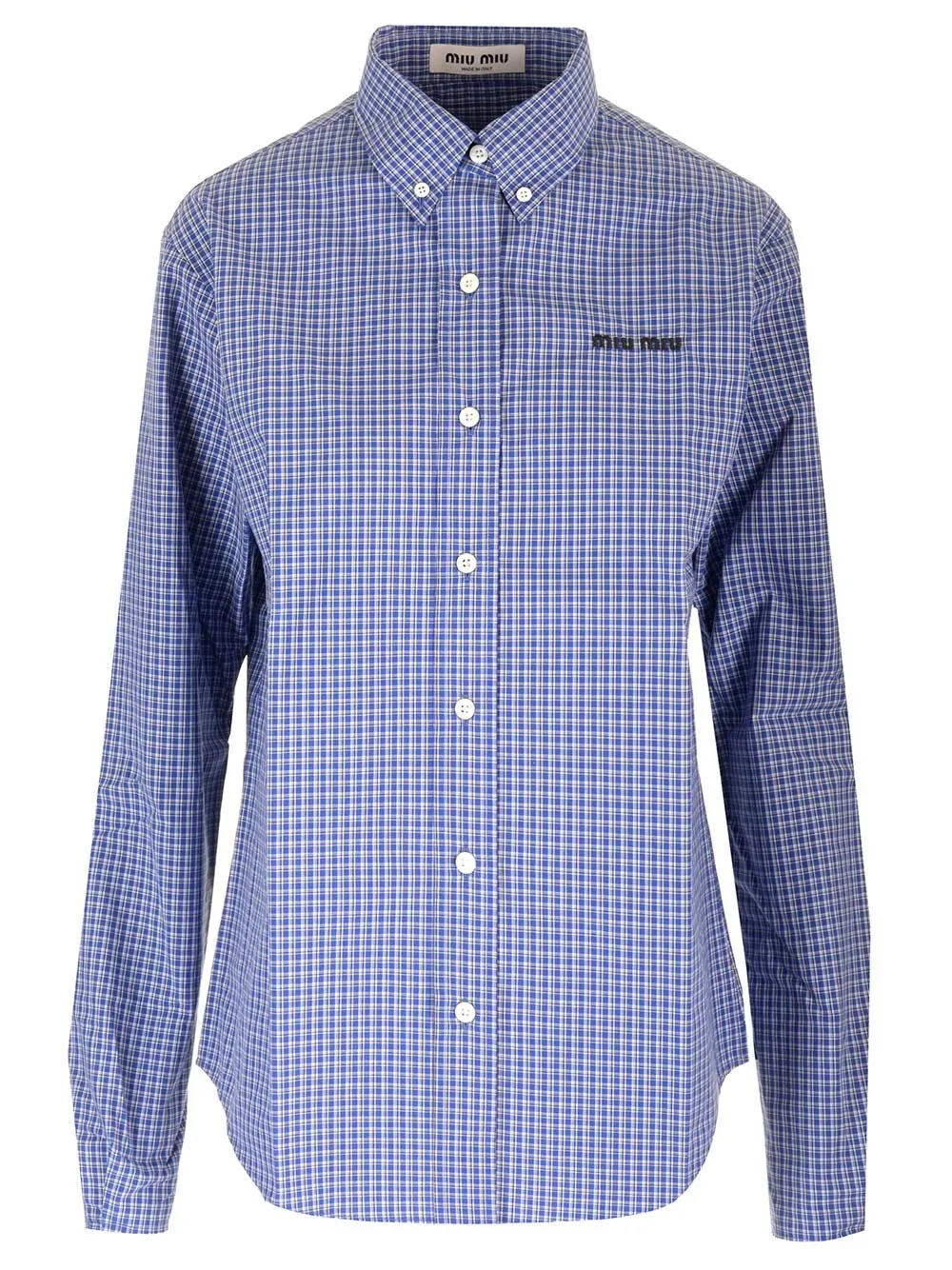 Miu Miu Logo-Embroidered Button-Up Checked Shirt